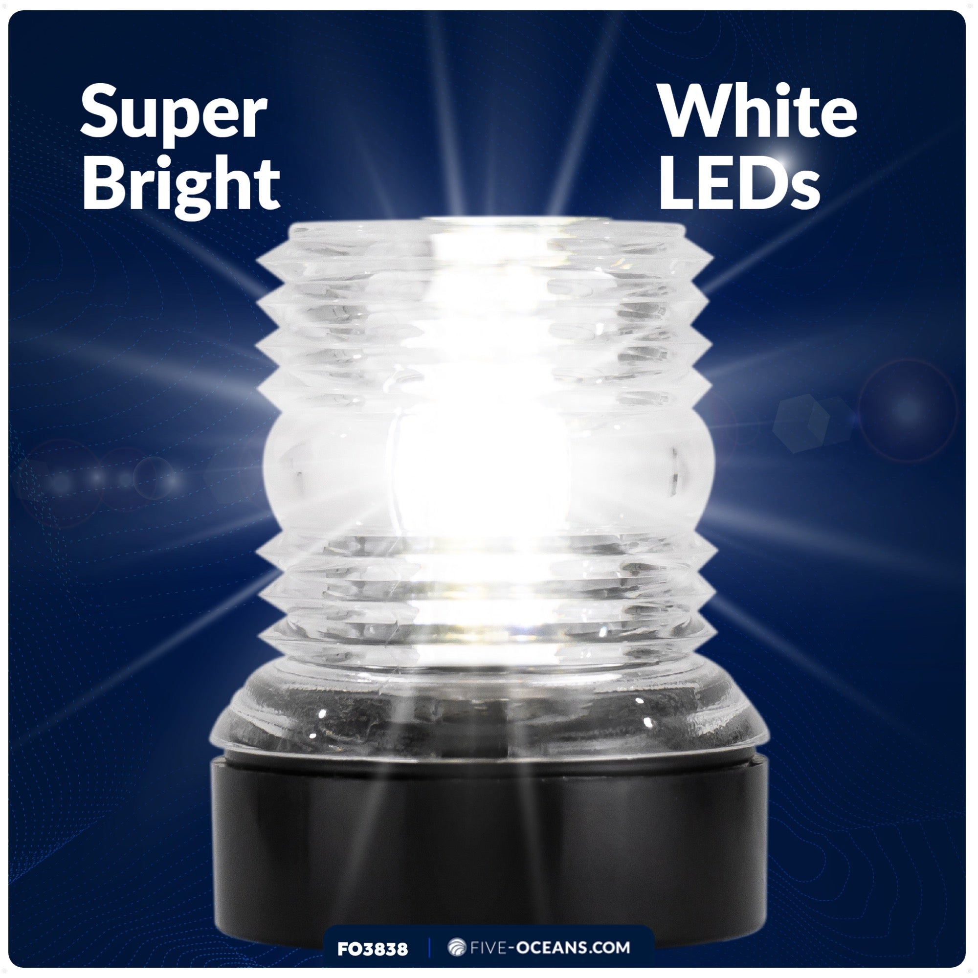 LED Anchor Navigation Light, 3NM, Fixed Mount - FO3838 - Five Oceans