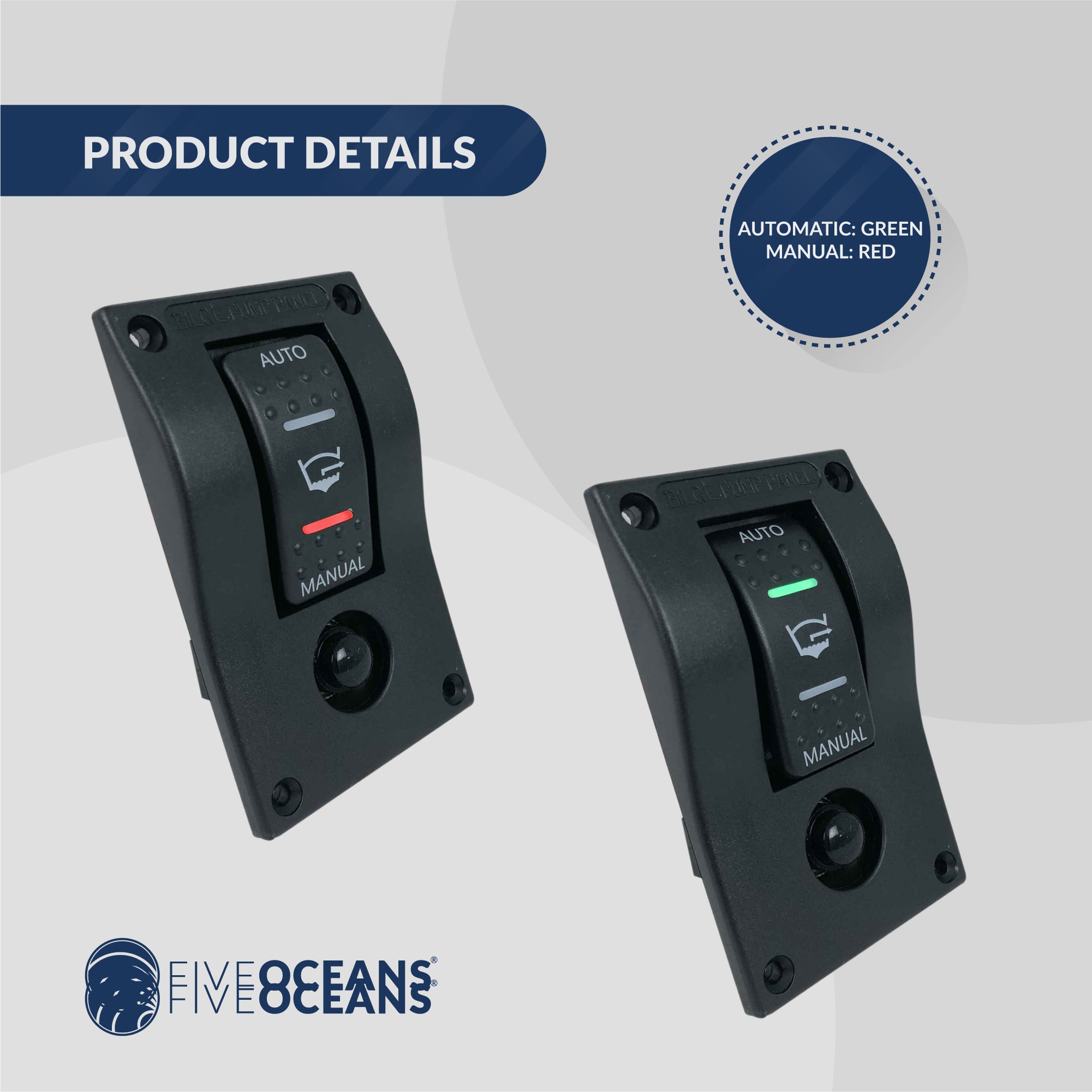 Bilge Pump Switch 3-Way Rocker 12-Volts, 2-Pack - FO3851-M2 - Five Oceans