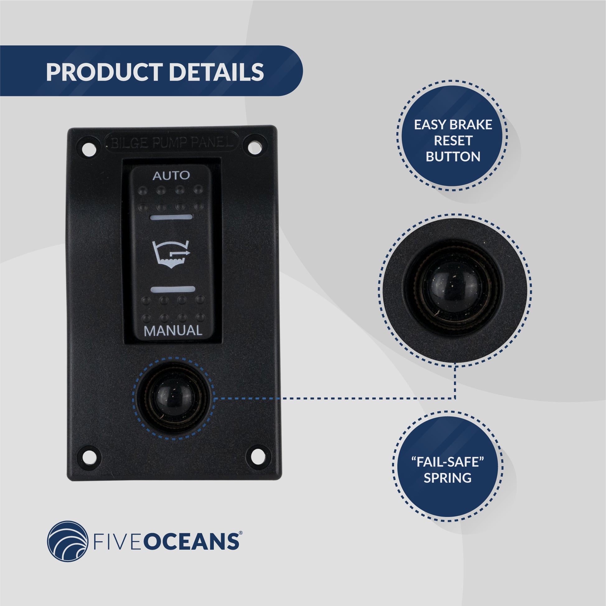 Bilge Pump Switch 3-Way Rocker 12-Volts, 2-Pack - FO3851-M2 - Five Oceans