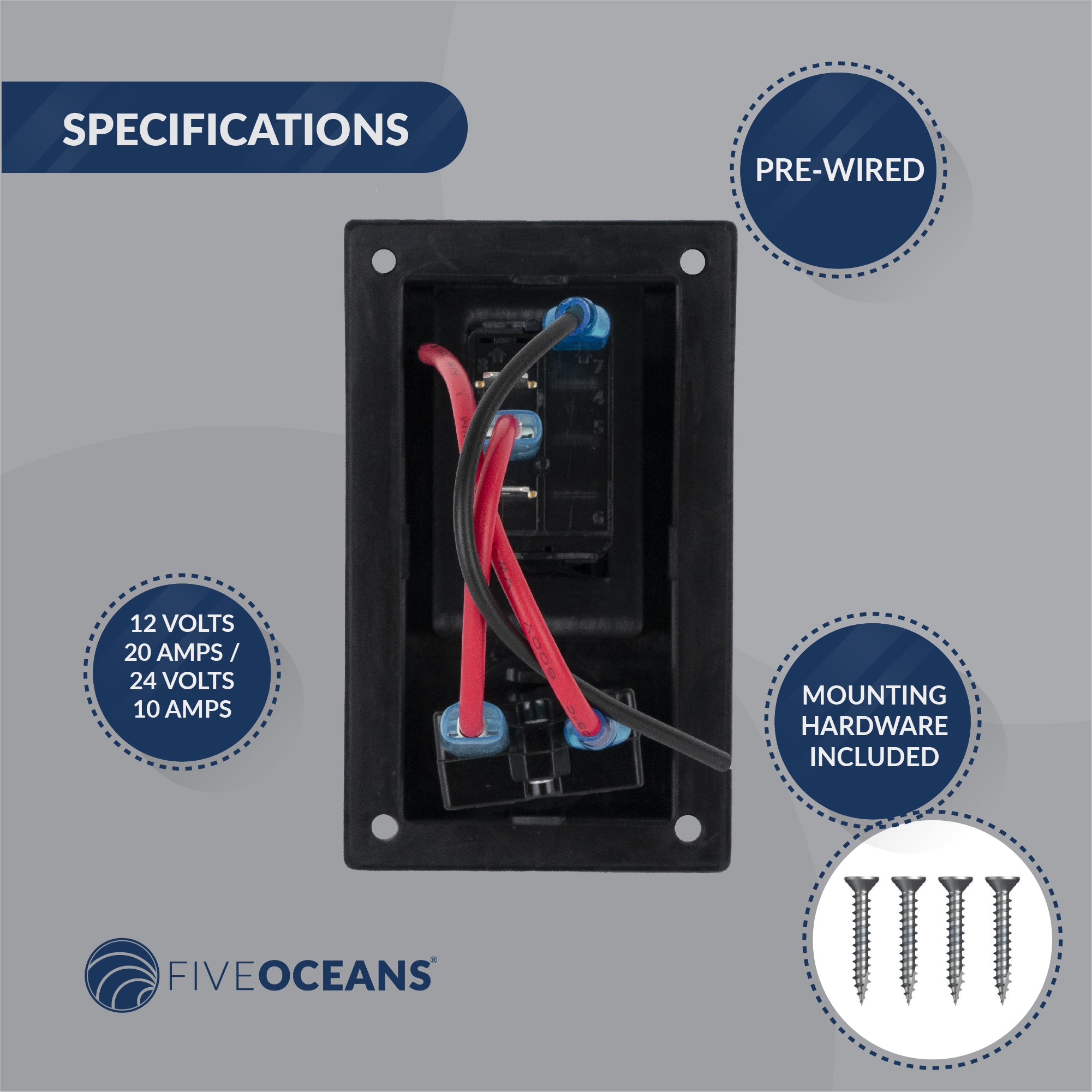 Bilge Pump Switch 3-Way Rocker 12-Volts - FO3851 - Five Oceans