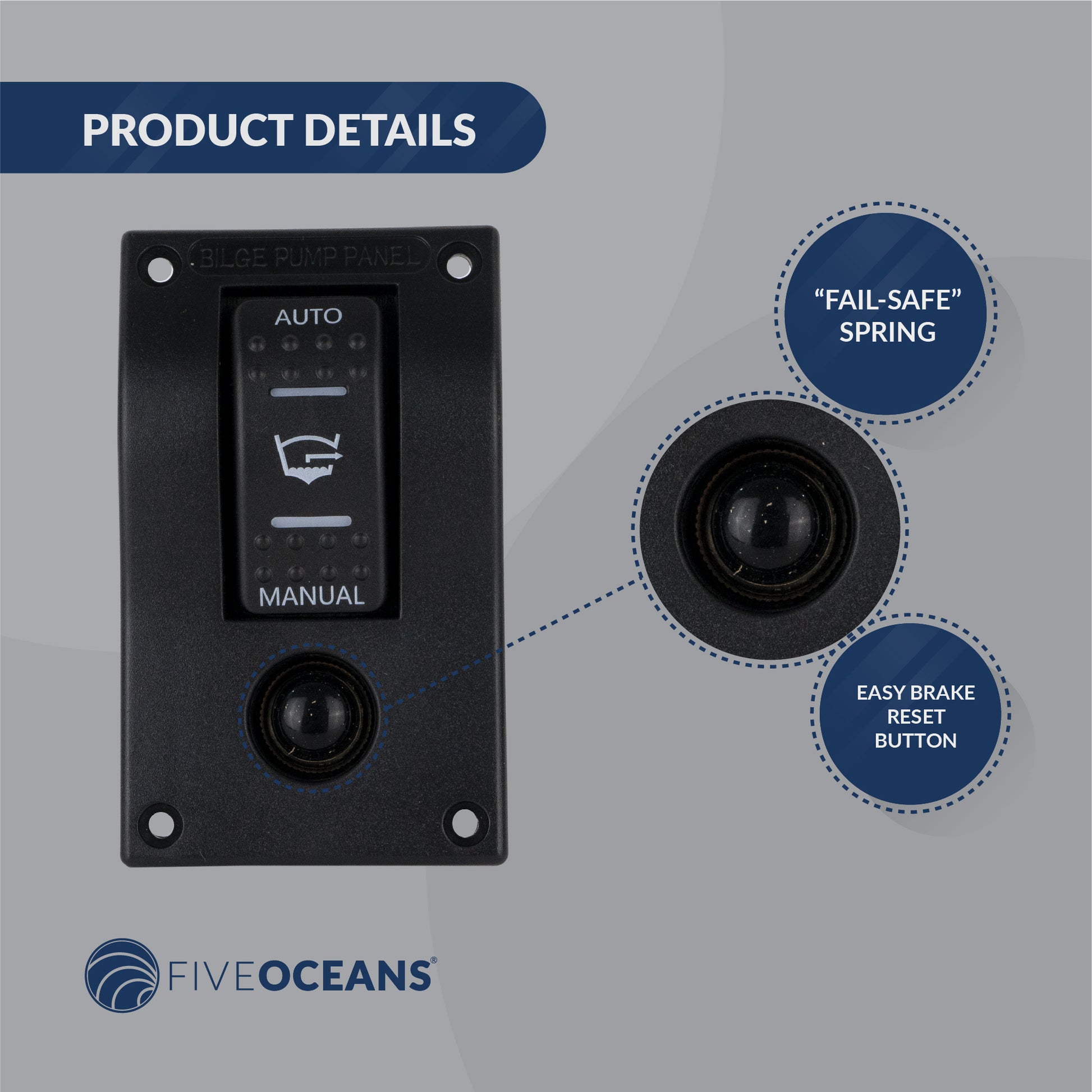 Bilge Pump Switch 3-Way Rocker 12-Volts - FO3851 - Five Oceans