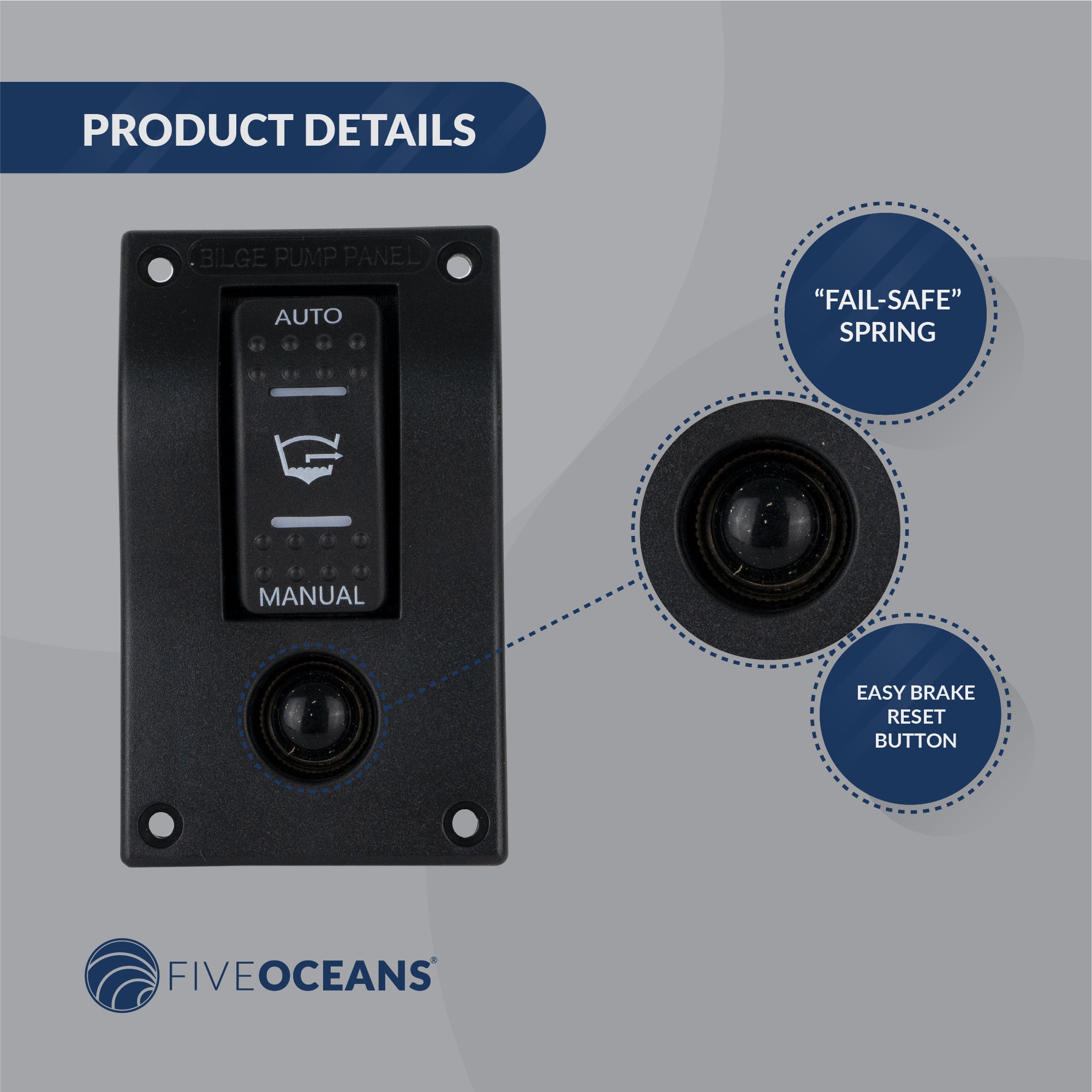 Bilge Pump Switch 3-Way Rocker 12-Volts - FO3851 - Five Oceans