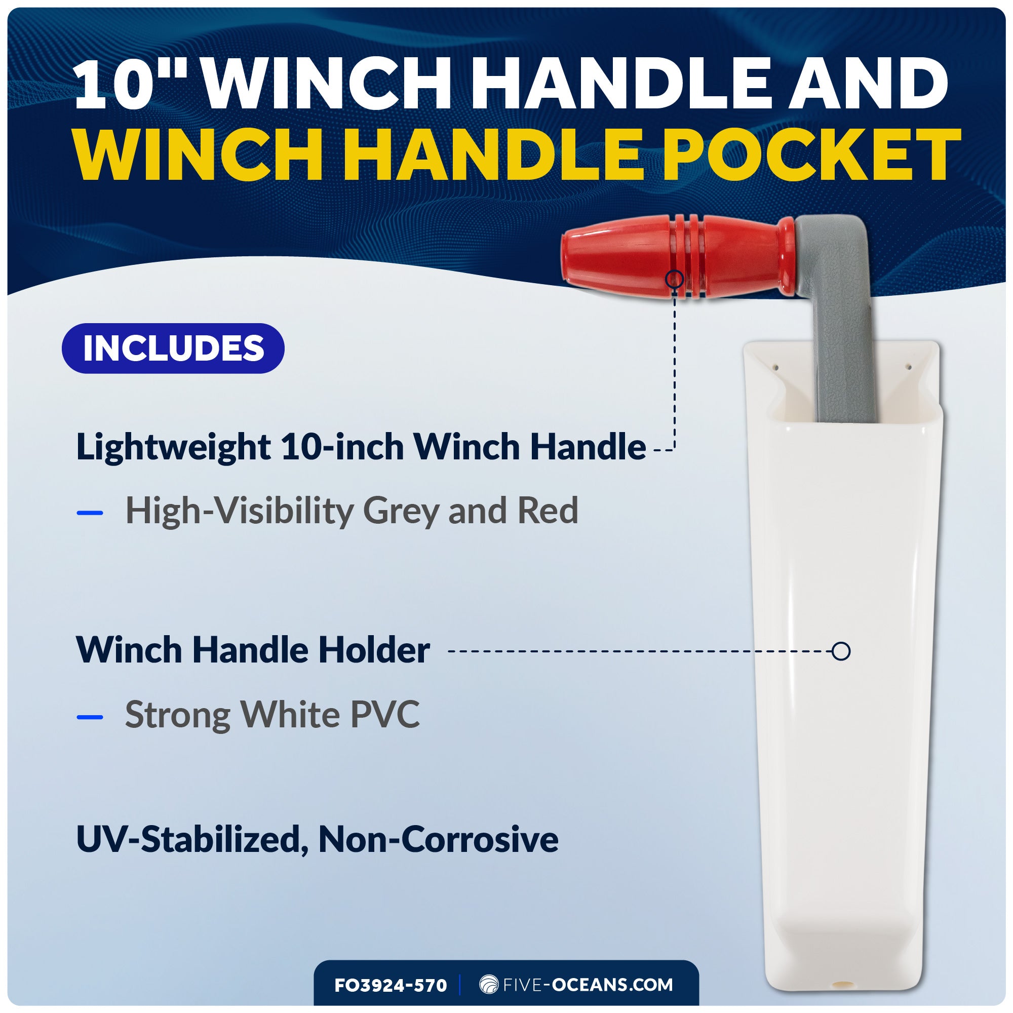 10" Sailboat Winch Handle and Winch Handle Pocket Set - FO3924-570