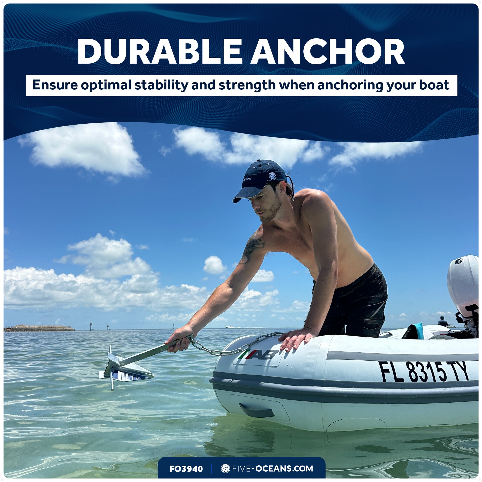 8 Lb Fluke Anchor, Hot Dipped Galvanized Steel - FO3940 - Five Oceans