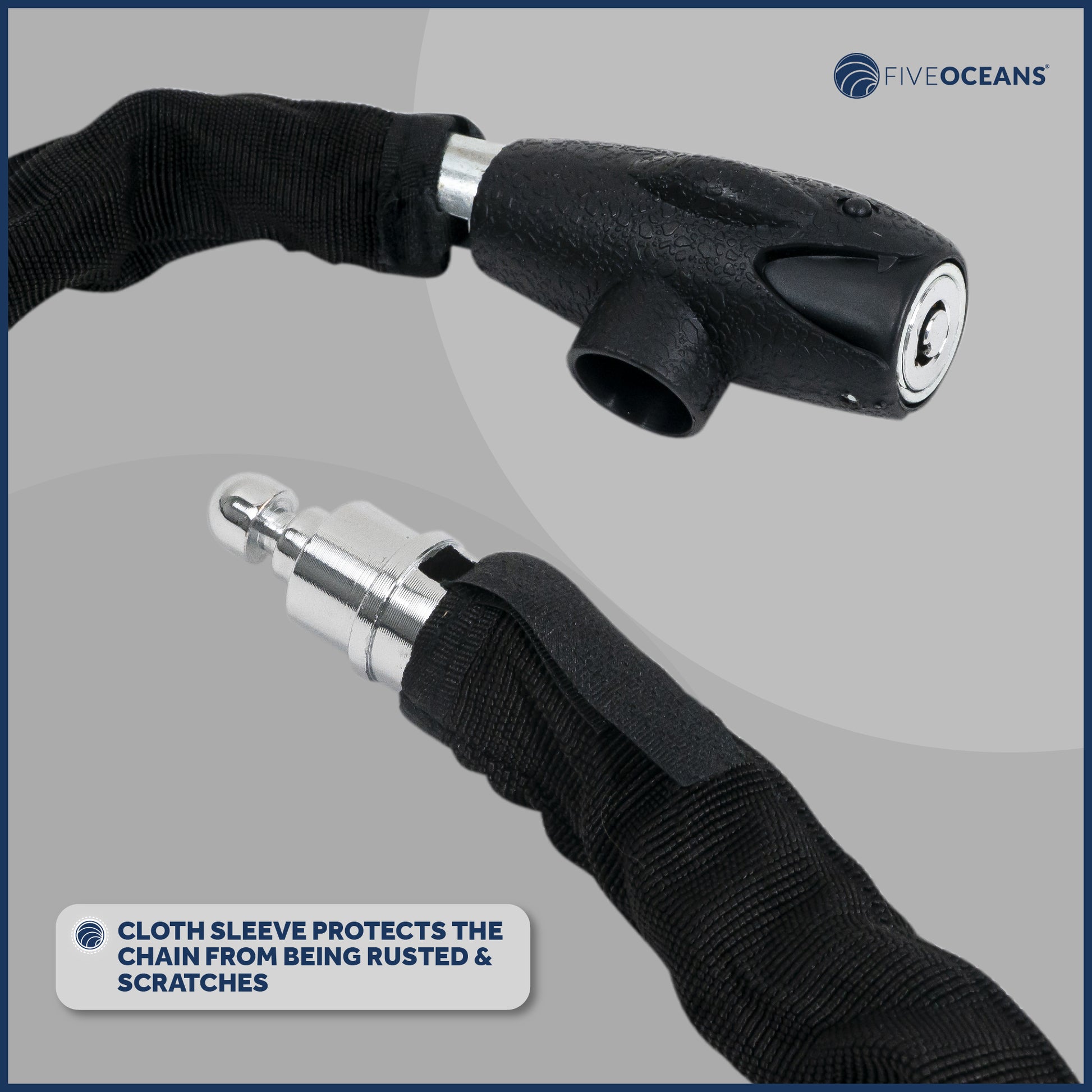 Bike Chain Lock, Keyed, with Mounting Bracket, 4' - FO3959 - Five Oceans
