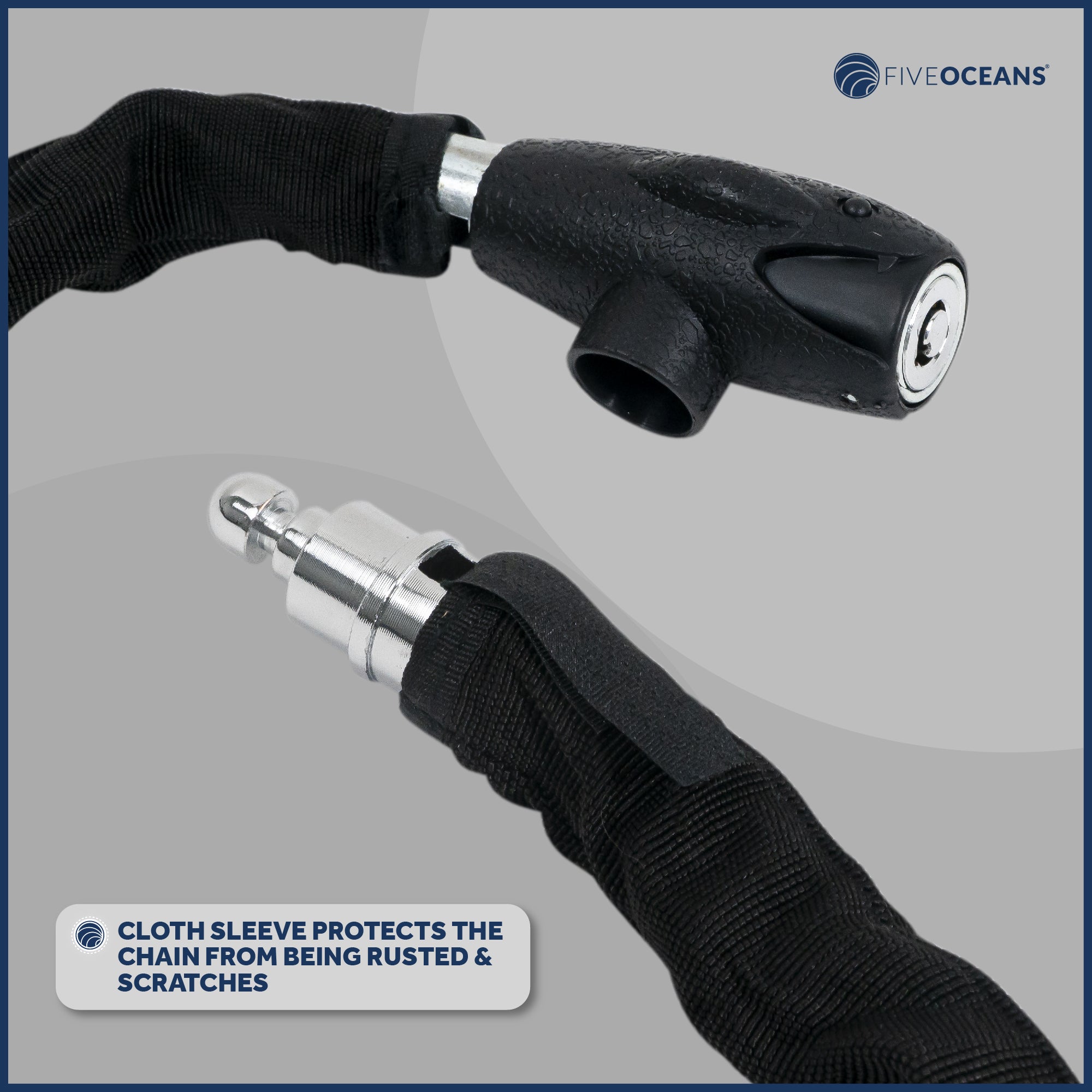 Bike Chain Lock, Keyed, with Mounting Bracket, 4' - FO3959 - Five Oceans