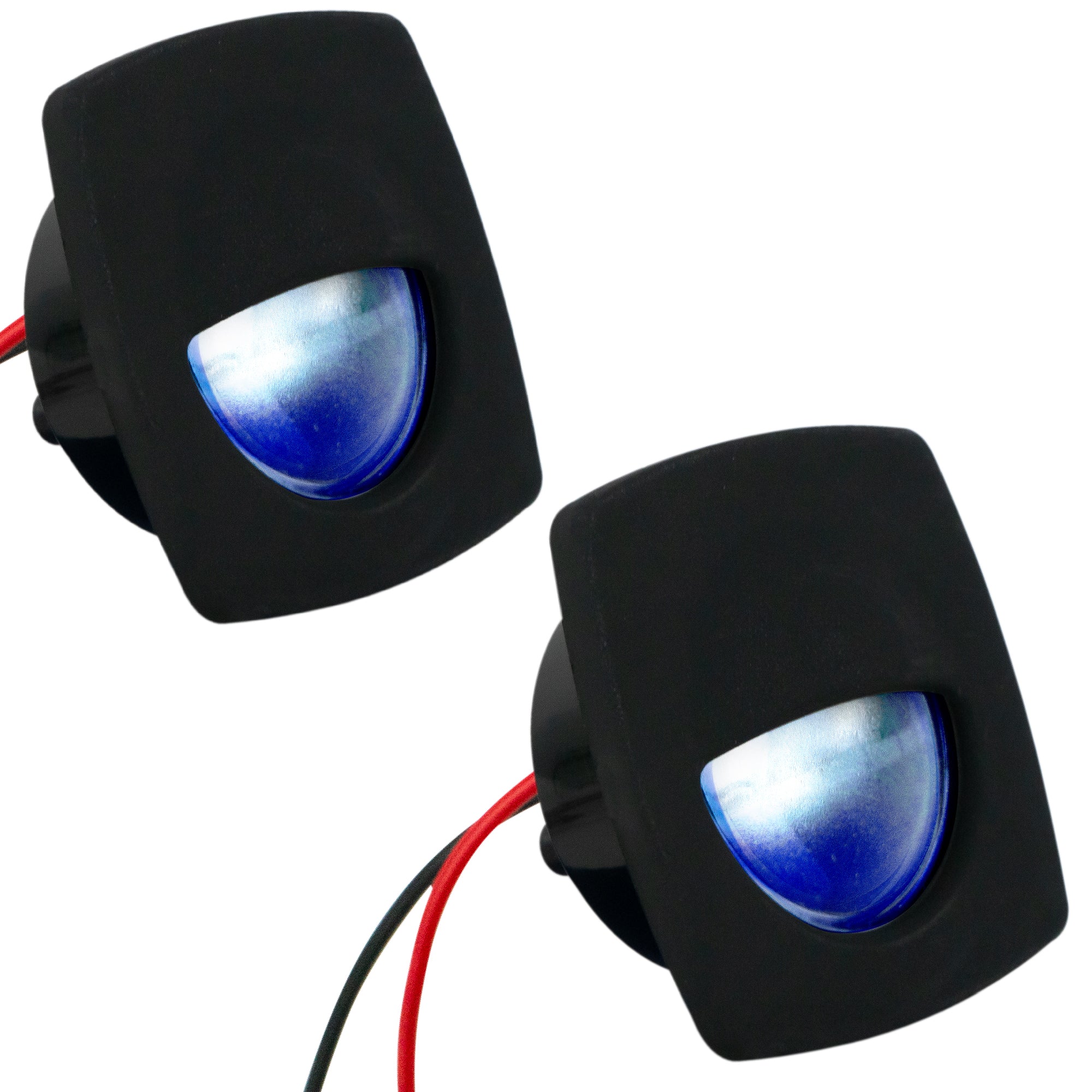 2-1/4" Square Courtesy Companion Way Light, Black Housing, Blue LED, 2-Pack - FO4002-M2