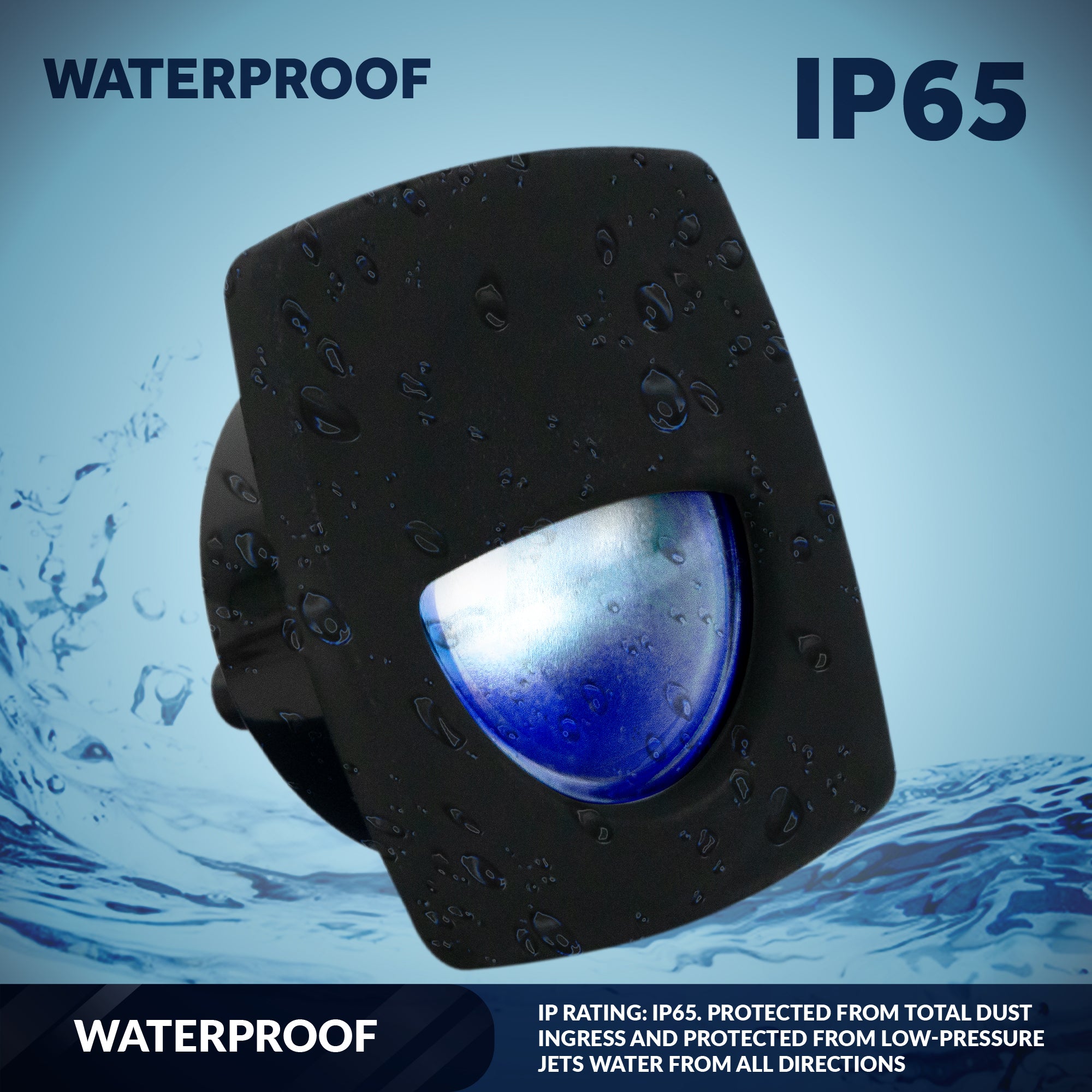 2-1/4" Square Courtesy Companion Way Light, Black Housing, Blue LED, 3-Pack - FO4002-M3
