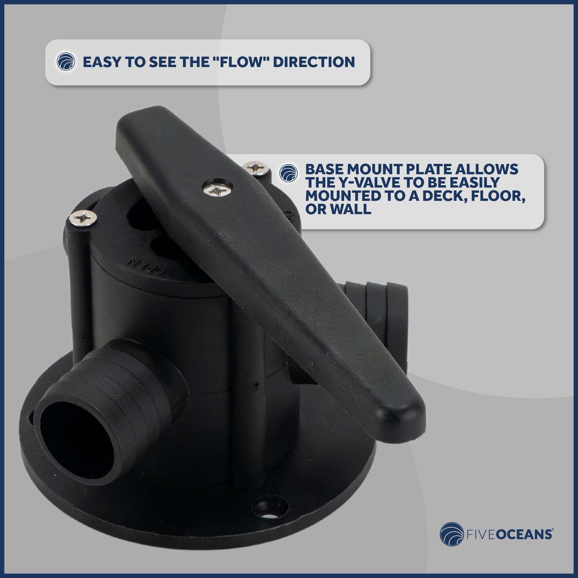 Base Mount Y-Valve with 1-Inch Barbed Hose Ports - FO4124 - Five Oceans