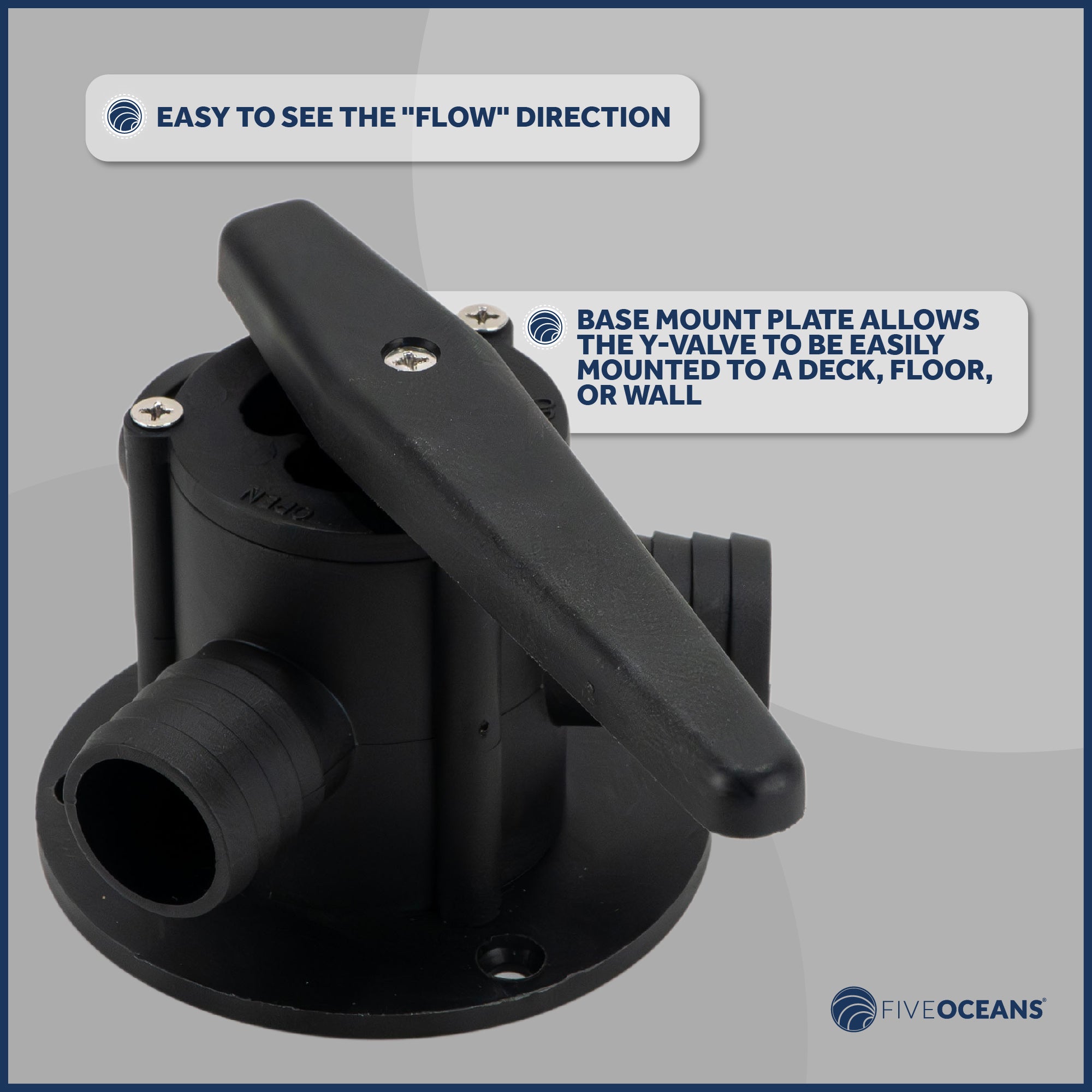 Base Mount Y-Valve with 1-Inch Barbed Hose Ports - FO4124 - Five Oceans