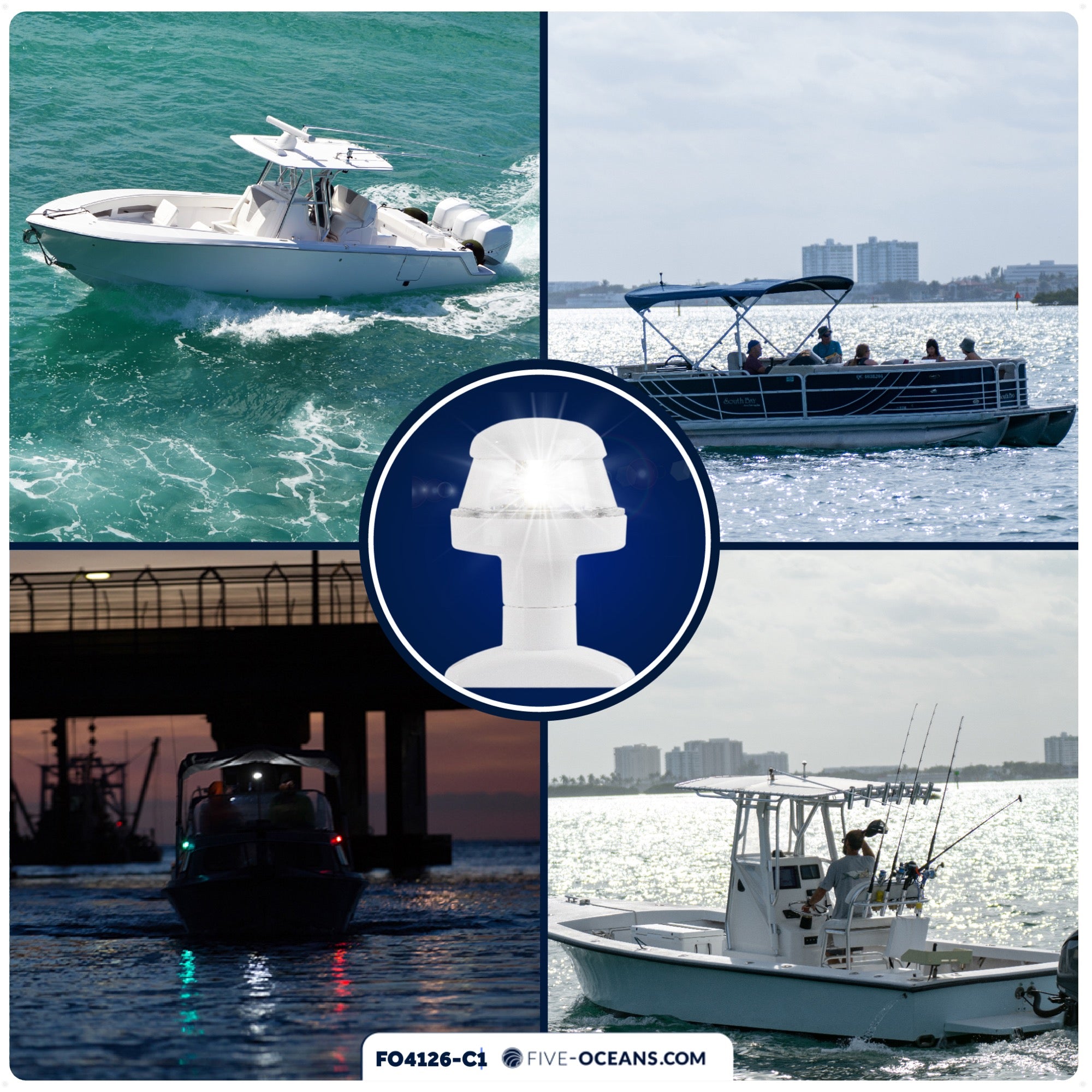 LED Anchor Light and Boat Navigation Lights Set - FO4126-C1 - Five Oceans