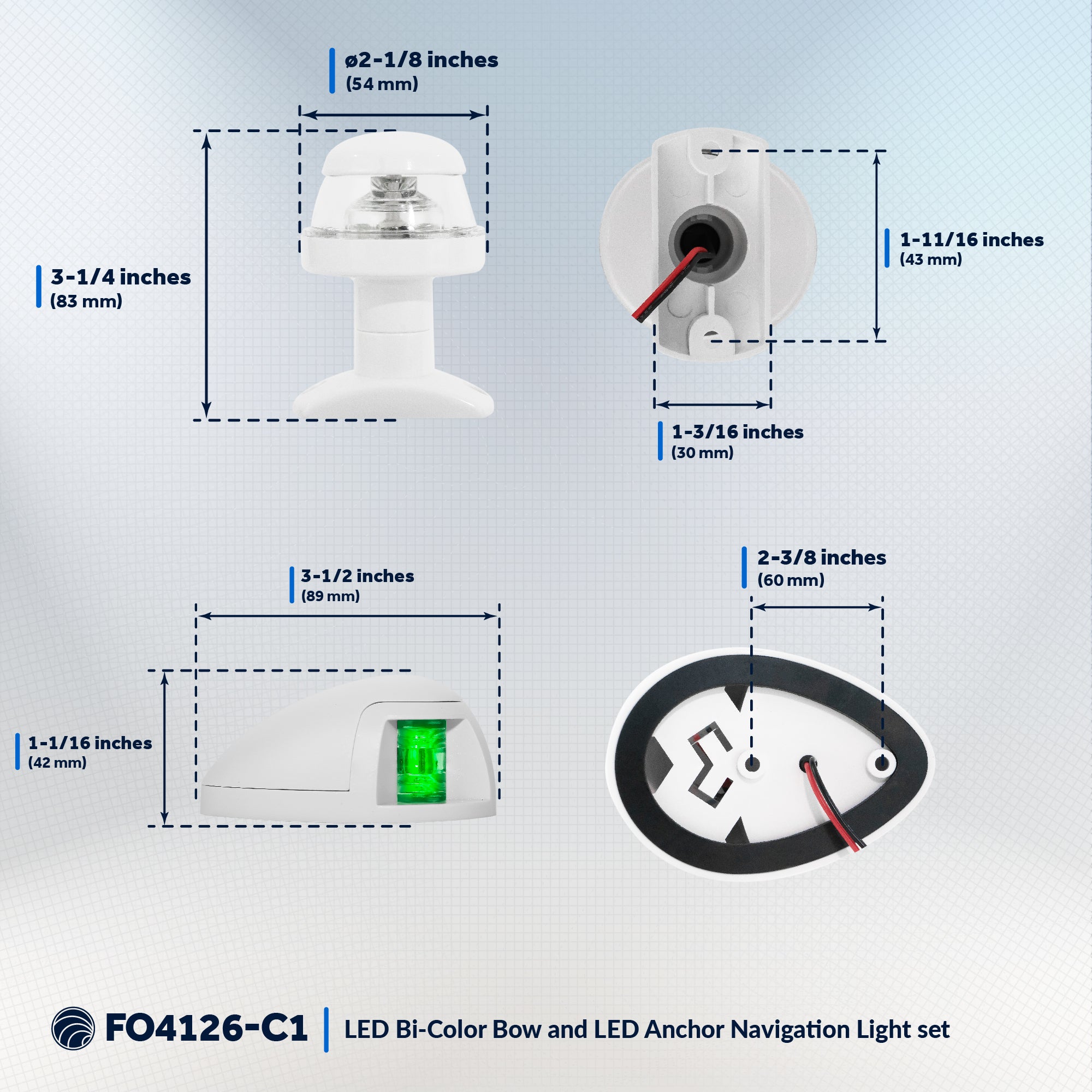LED Anchor Light and Boat Navigation Lights Set - FO4126-C1 - Five Oceans