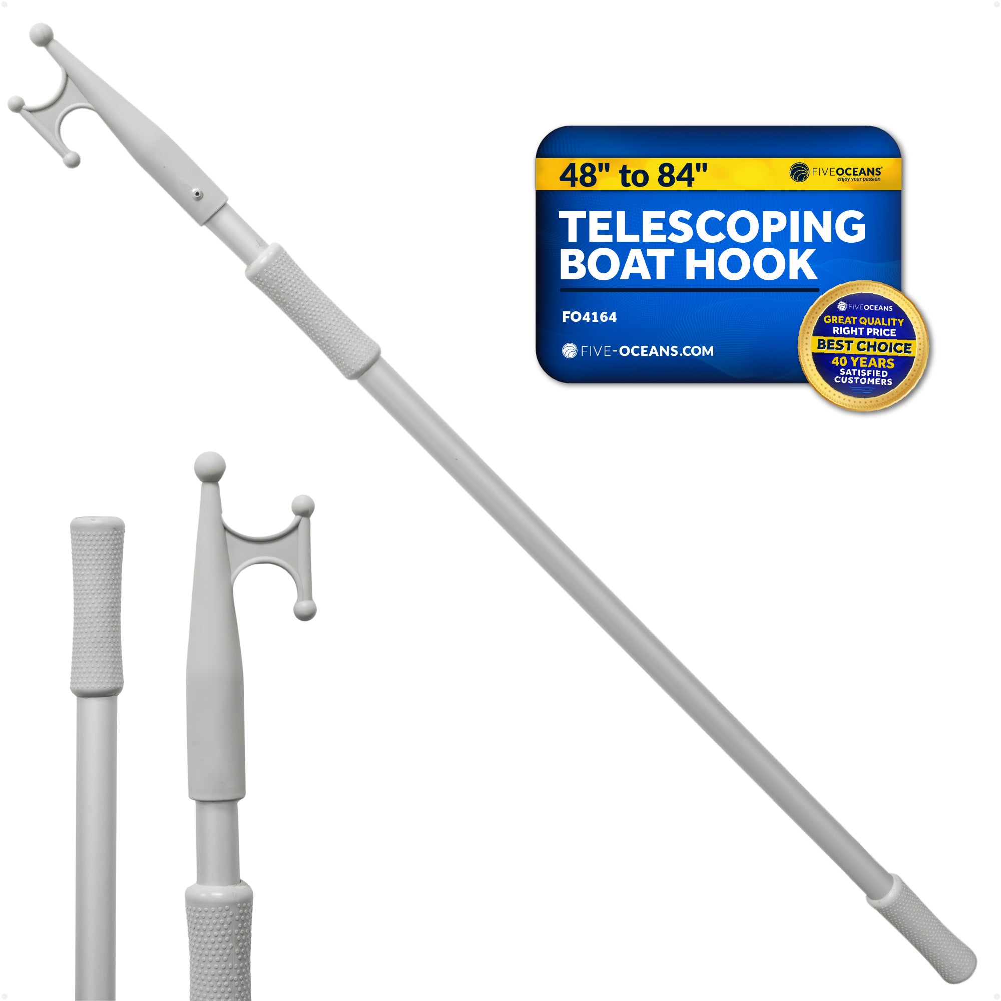 Telescoping Boat Hooks, Aluminum, Grey - FO4164