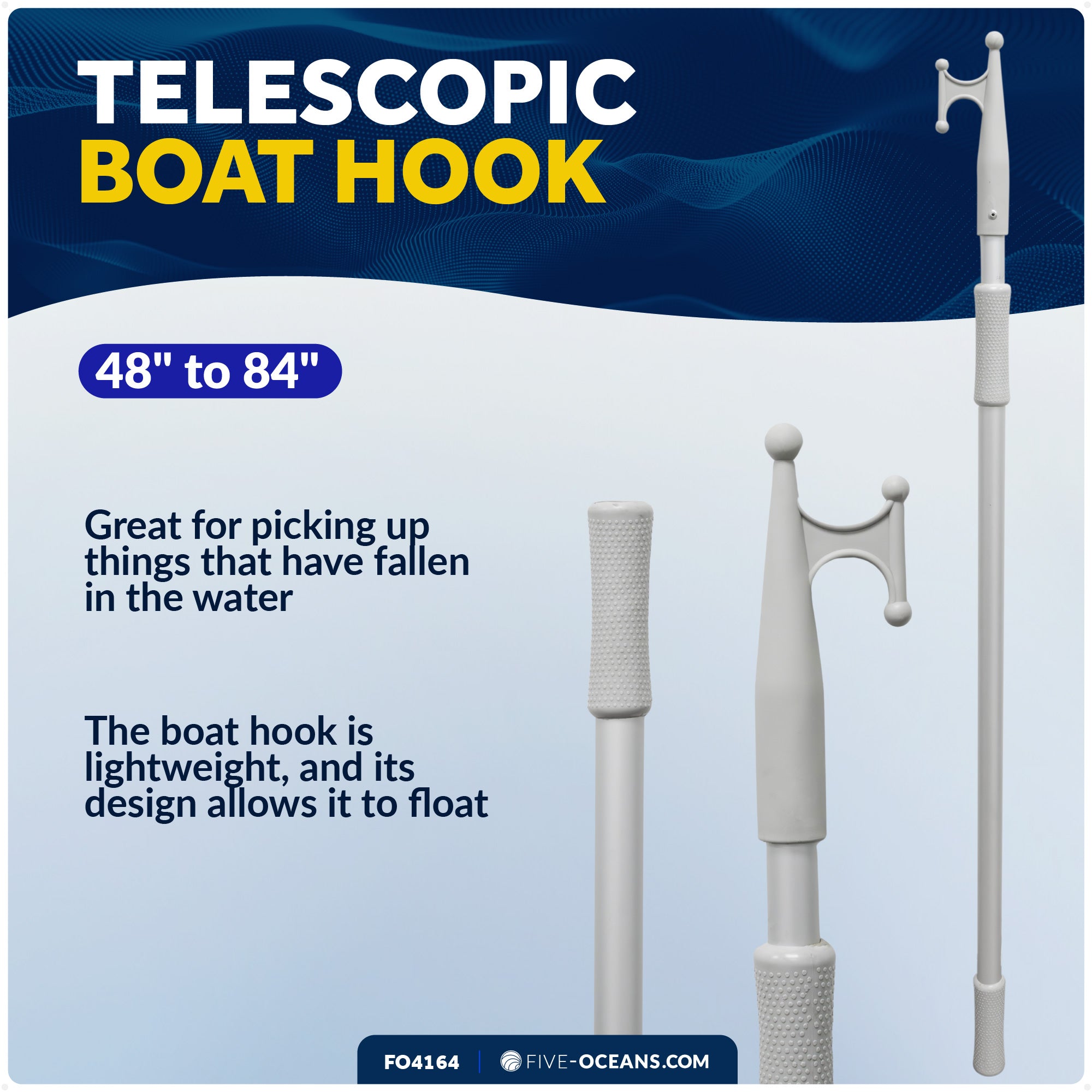 Telescoping Boat Hooks, Aluminum, Grey - FO4164