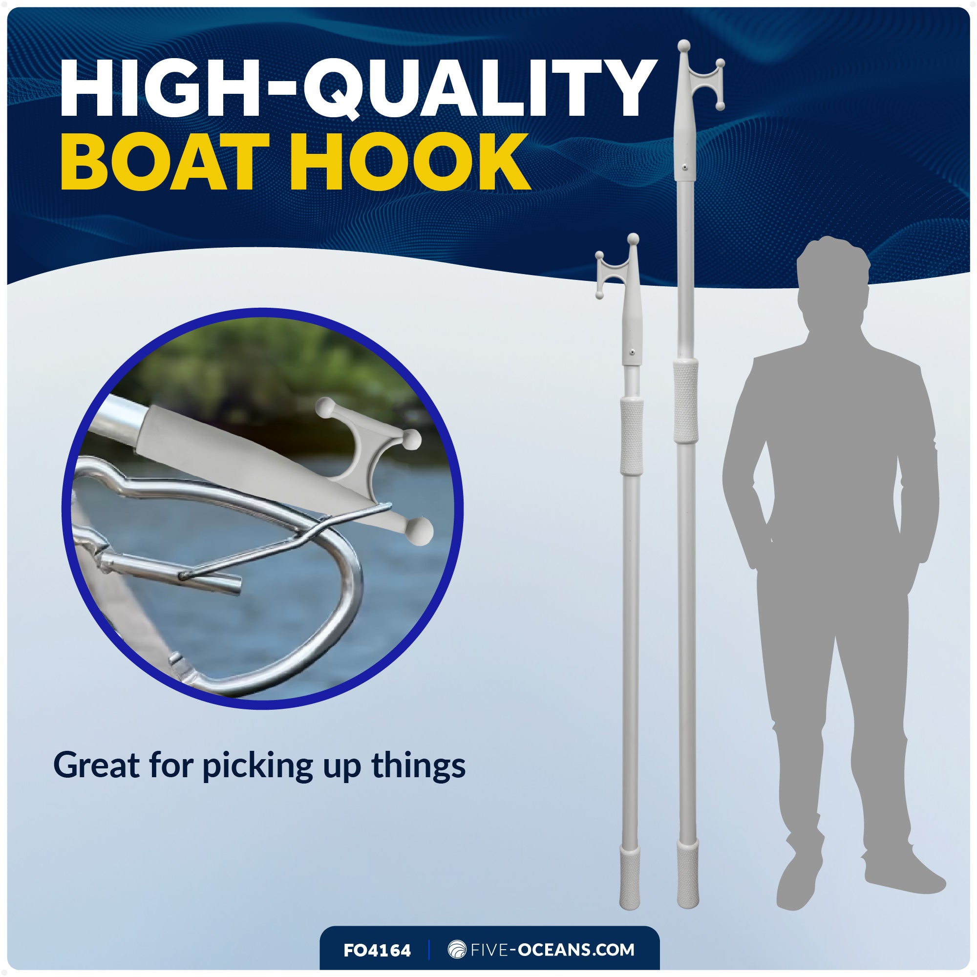 Telescoping Boat Hooks, Aluminum, Grey - FO4164