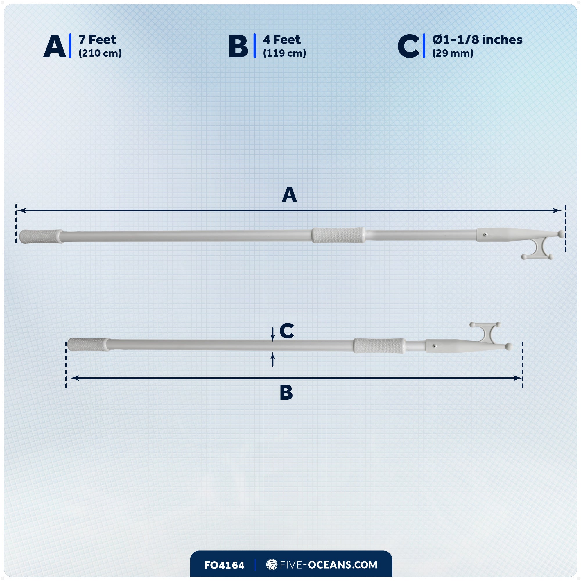 Telescoping Boat Hooks, Aluminum, Grey - FO4164