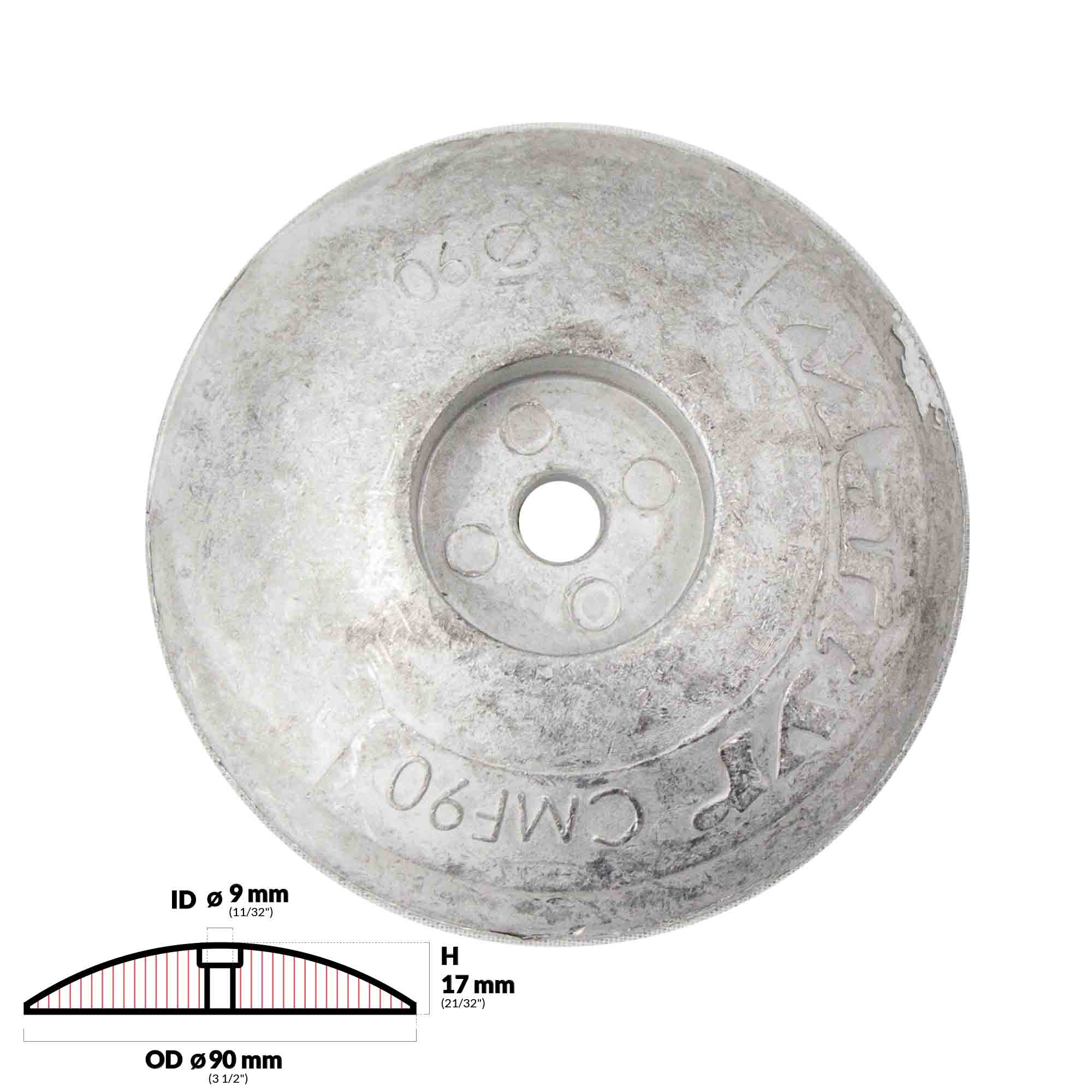 Alloy Rudder Trim Tab Disc Anode, Aluminum, 3-1/2", 2-Pack - FO4171-M2