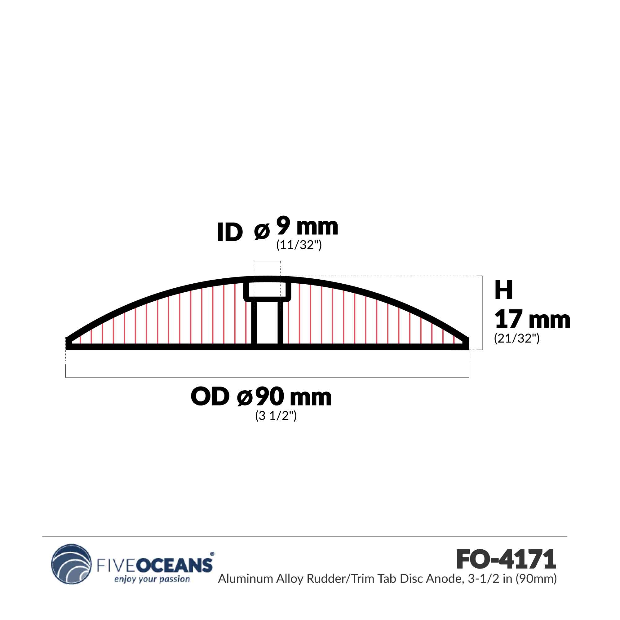 Alloy Rudder Trim Tab Disc Anode, Aluminum, 3-1/2", 2-Pack - FO4171-M2