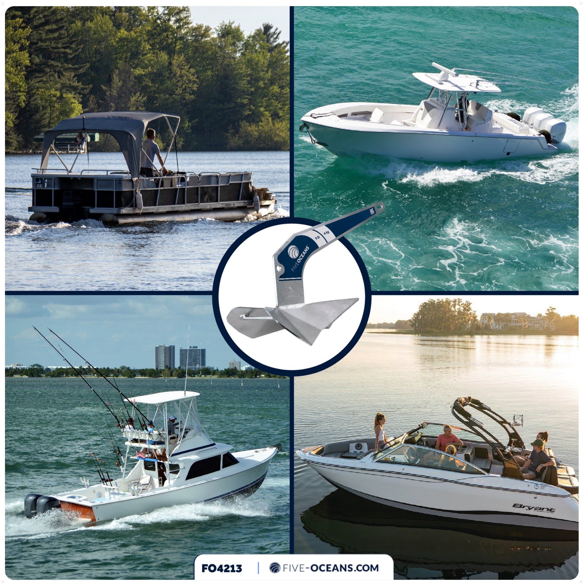 9 Lb Delta Style Wing Anchor, Hot Dipped Galvanized Steel - FO4213 - Five Oceans