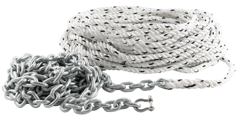 Windlass Anchor Rode - 1/2" x 100' 3-Strand Rope & 1/4" x 15' HTG4 Galvanized Chain, Hand-Spliced
