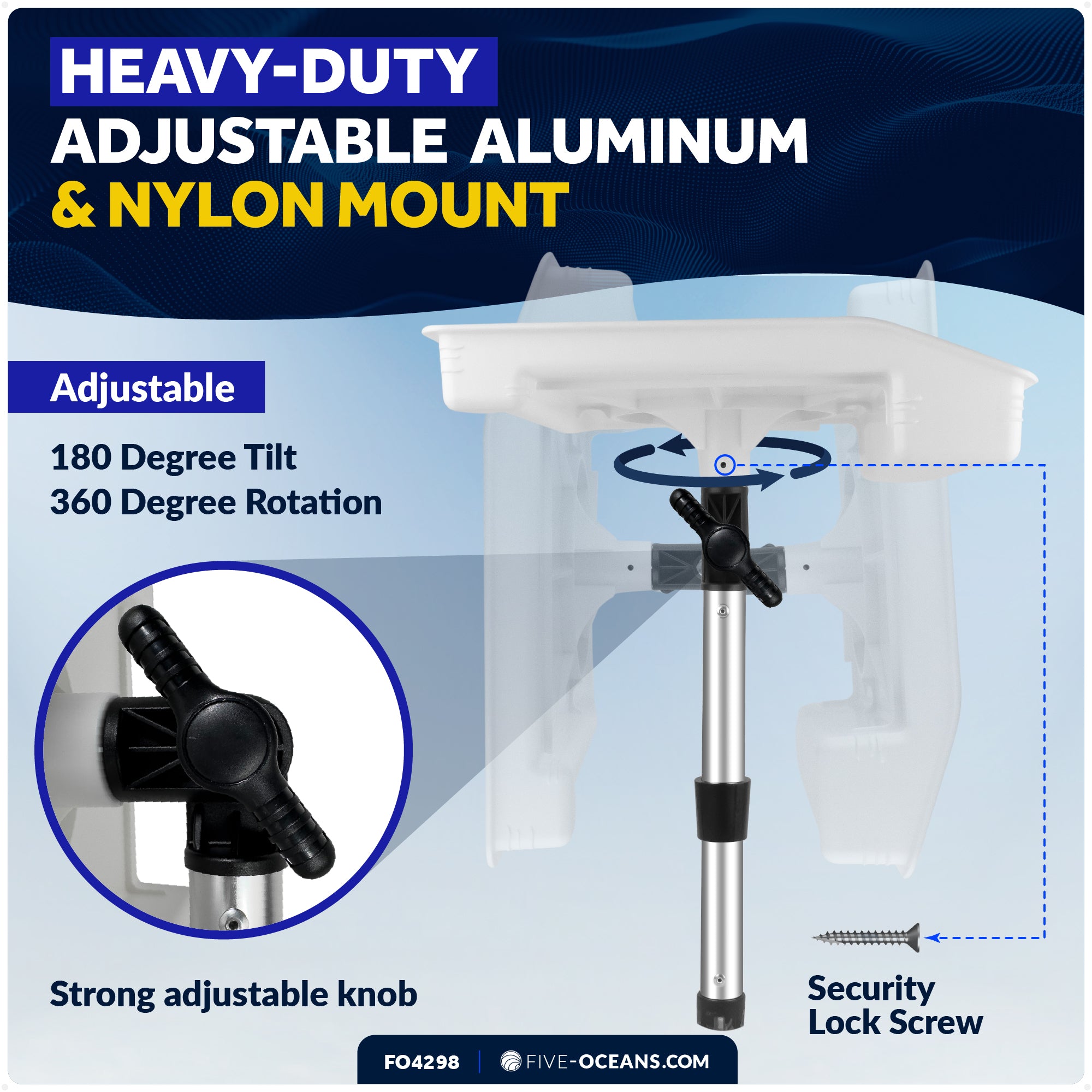 Deluxe Bait Cutting Board, 17"x14", Rod Holder Mount - FO4298 - Five Oceans