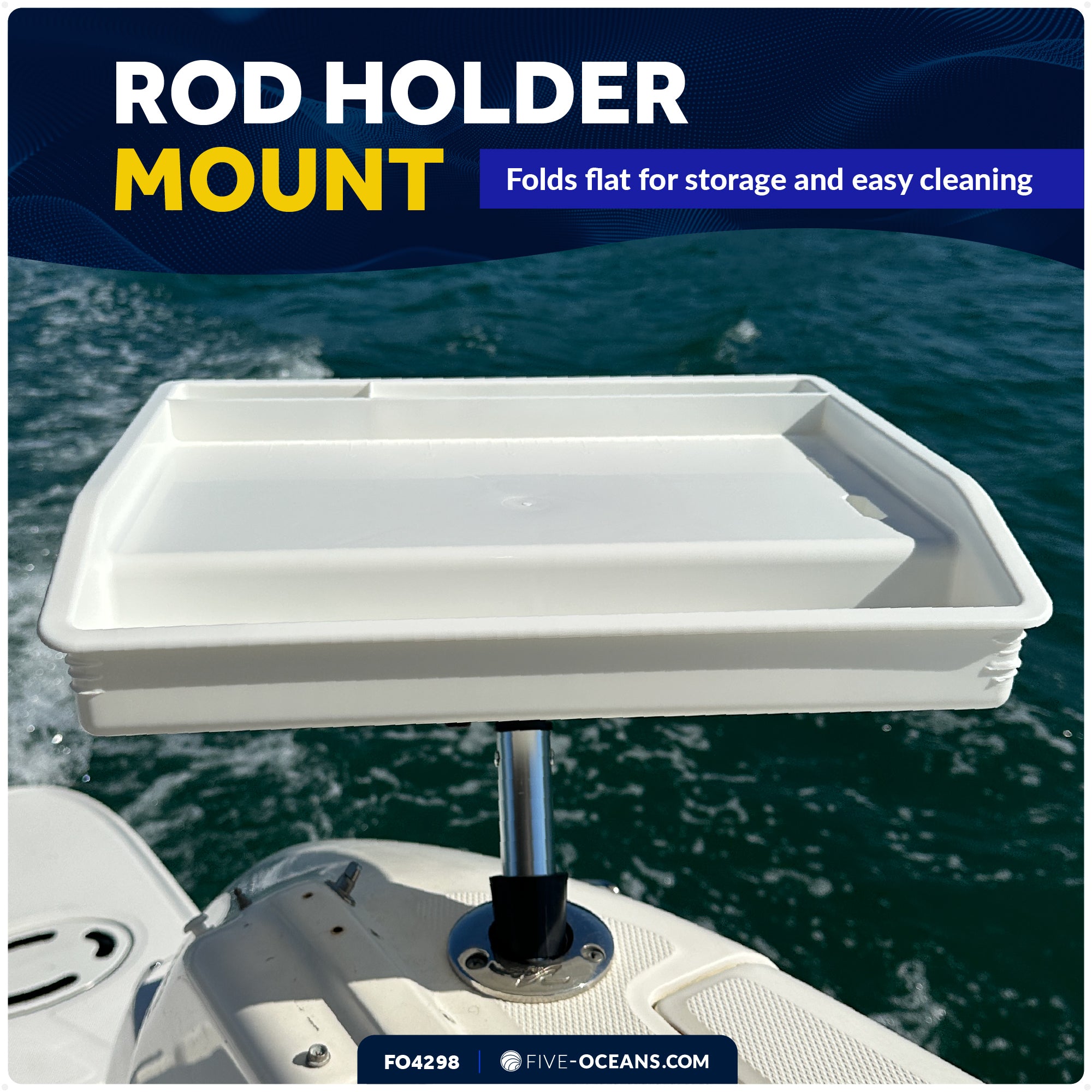 Deluxe Bait Cutting Board, 17"x14", Rod Holder Mount - FO4298 - Five Oceans