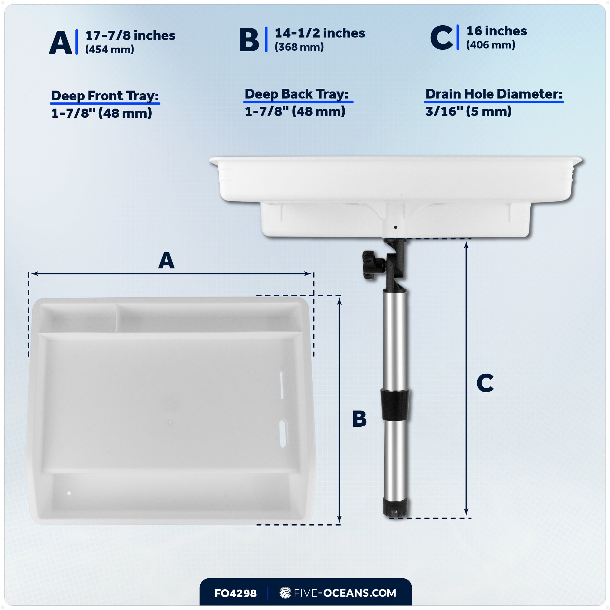 Deluxe Bait Cutting Board, 17"x14", Rod Holder Mount - FO4298 - Five Oceans