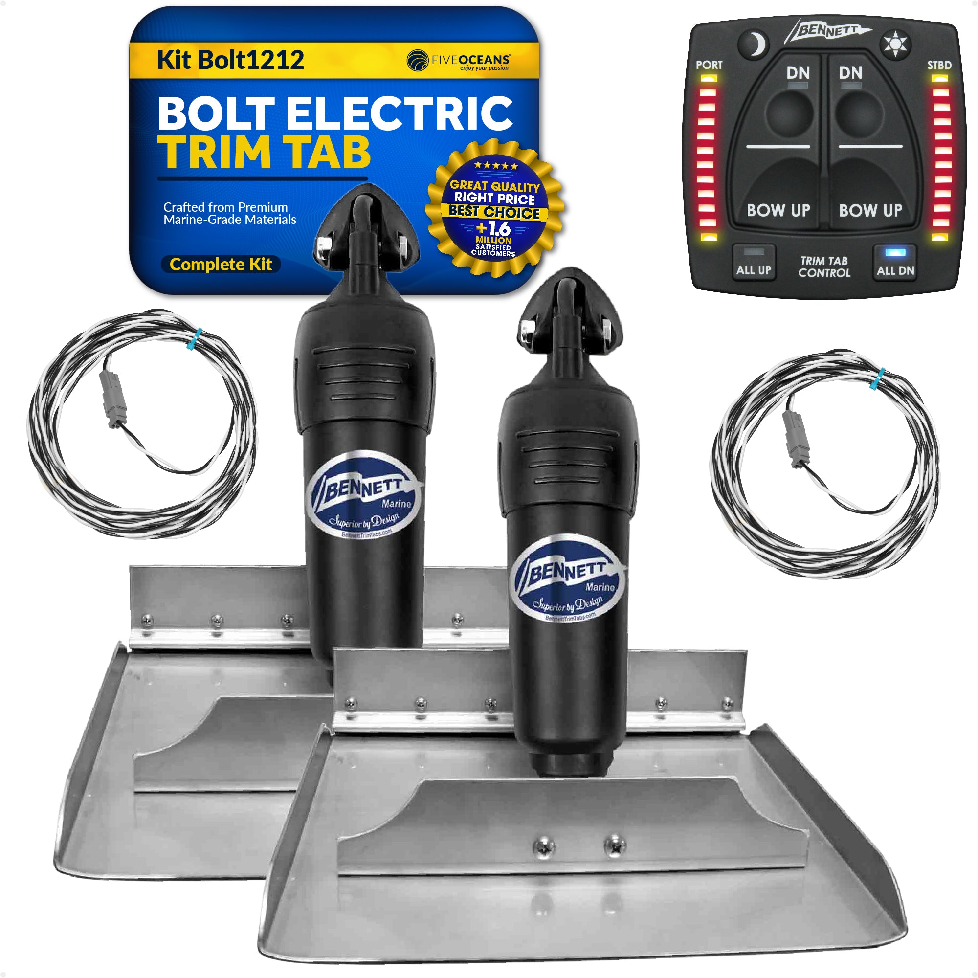 Bolt Electric Trim Tab System 12" x 12", Complete Kit BOLT1212, 12V DC