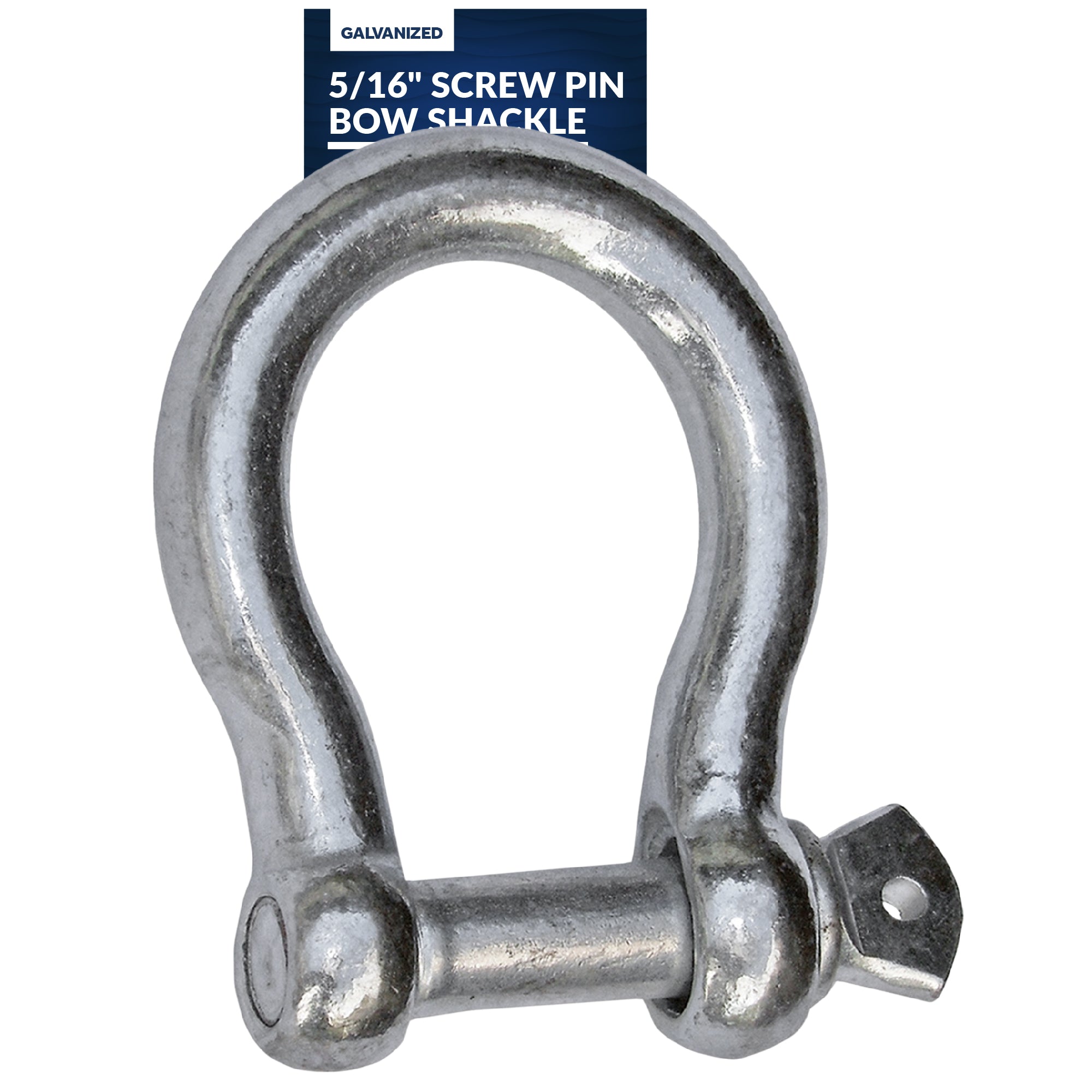 5/16" (8mm) Screw Pin Anchor Bow Shackles, Galvanized Steel - FO433 - Five Oceans