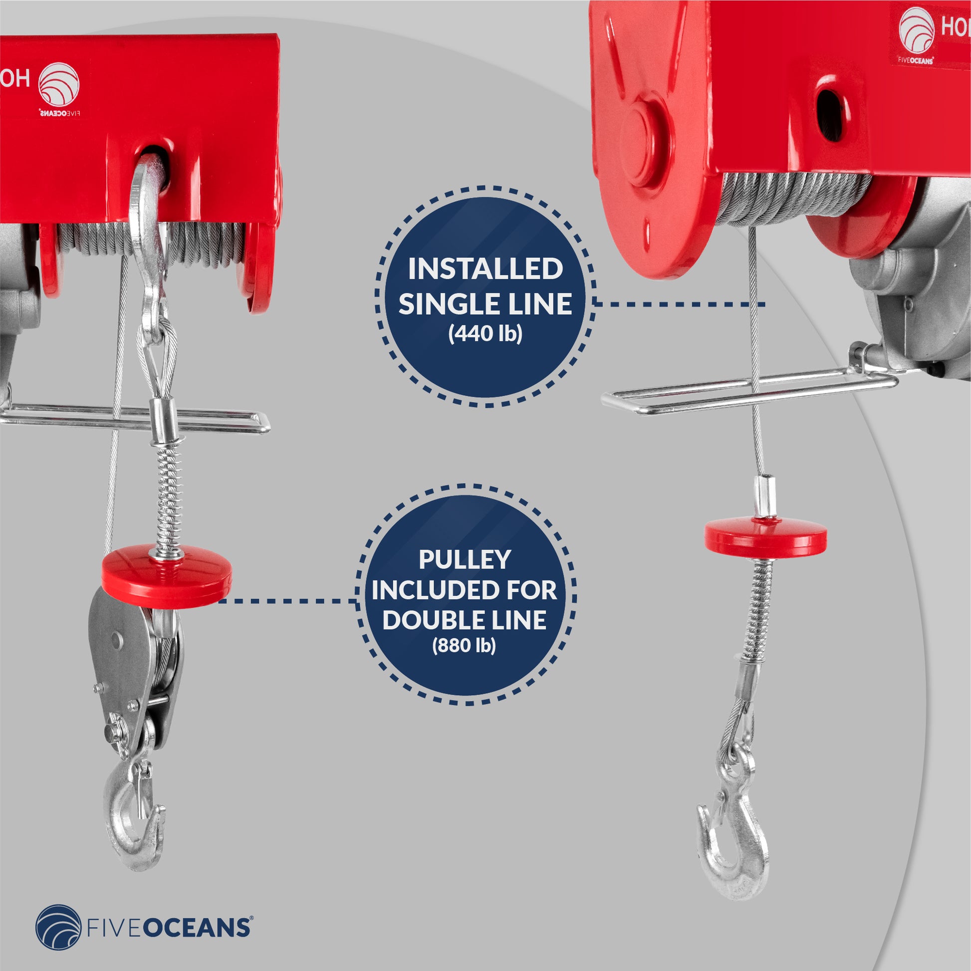 Electric Hoist, 880 Lb Electric Winch, Wireless Remote Control 110V - FO4401 - Five Oceans