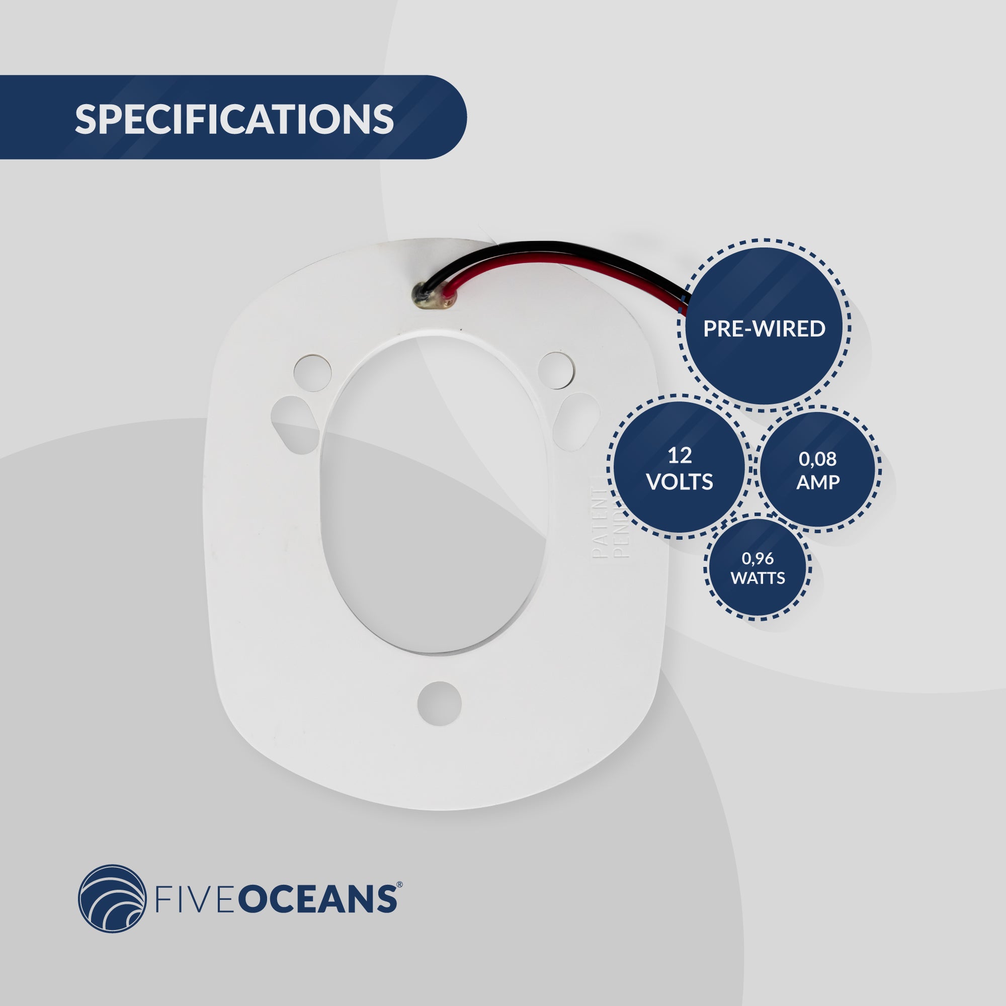 Blue LED Rod Holder Accent Bezel Ring, Fits All Five Oceans and Most Standard Rod Holders, Made of Grade Marine Durable Materials, 12 Volts, FO-4433 - Five Oceans