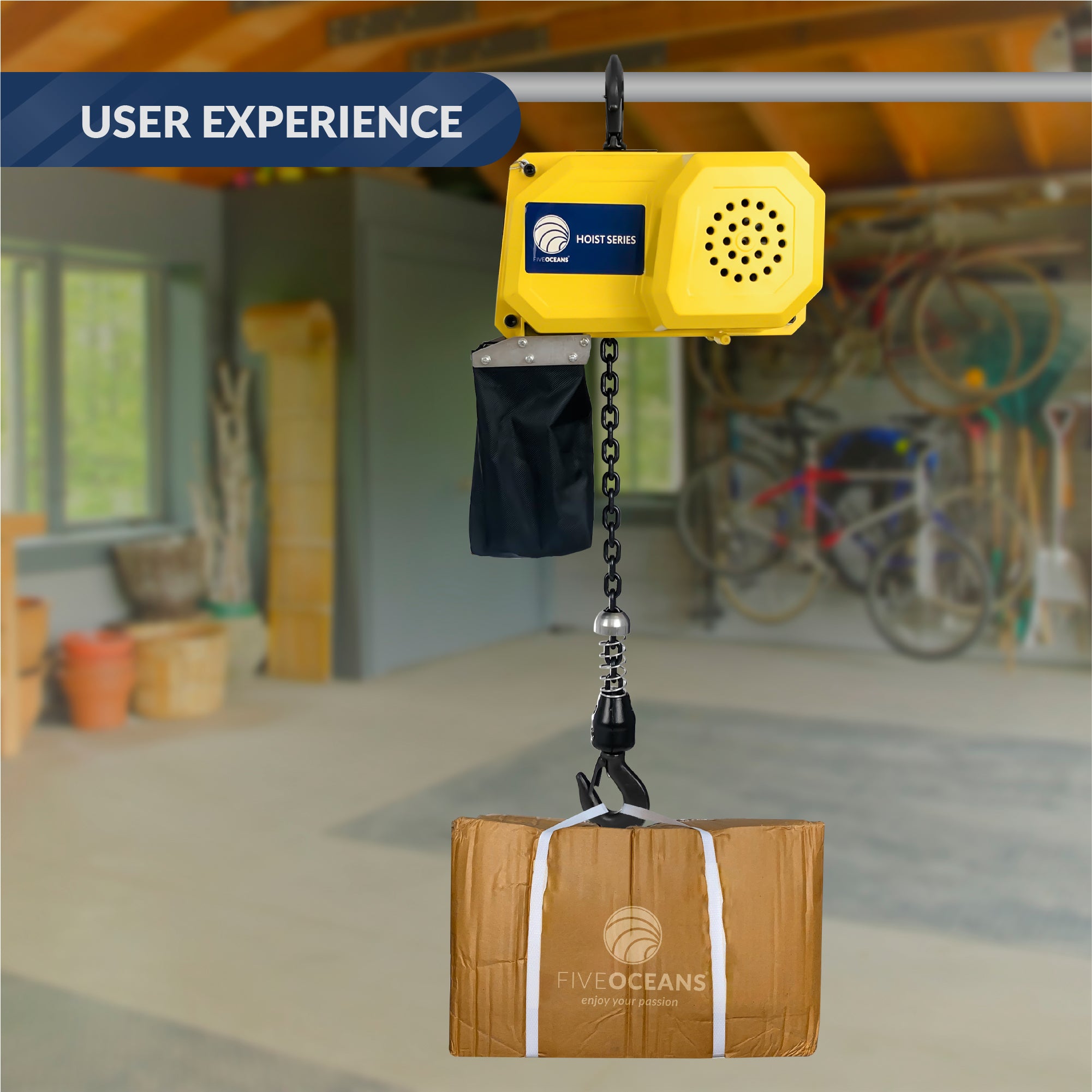 Electric Chain Hoist 330LBS / 150KG, 6 FT Remote Control, 120 V / 60 HZ - FO4437 - Five Oceans