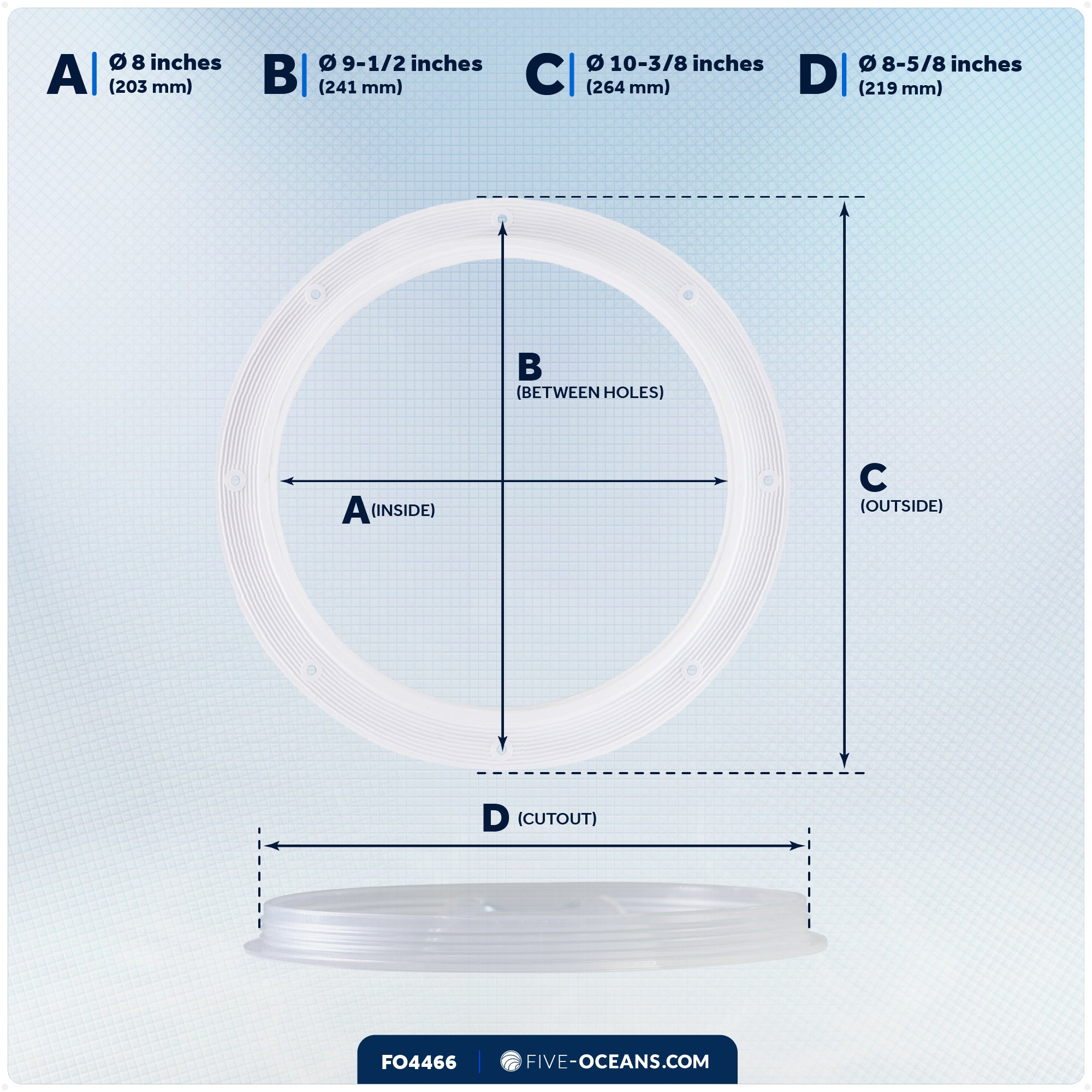 8" Deck Plate, Round White with Clear Lid - FO4466