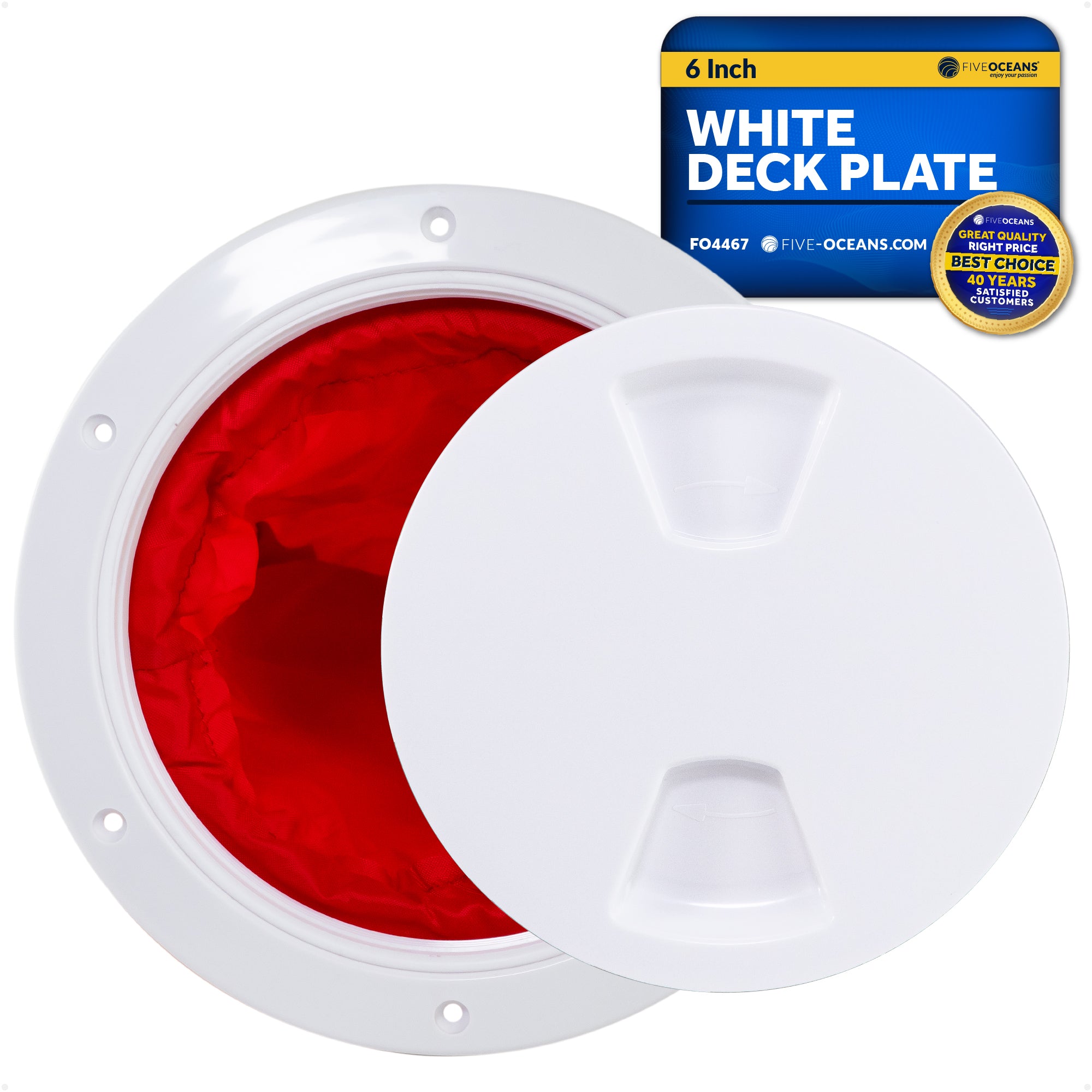 6" Deck Plate with Storage Bag, Round White - FO4467