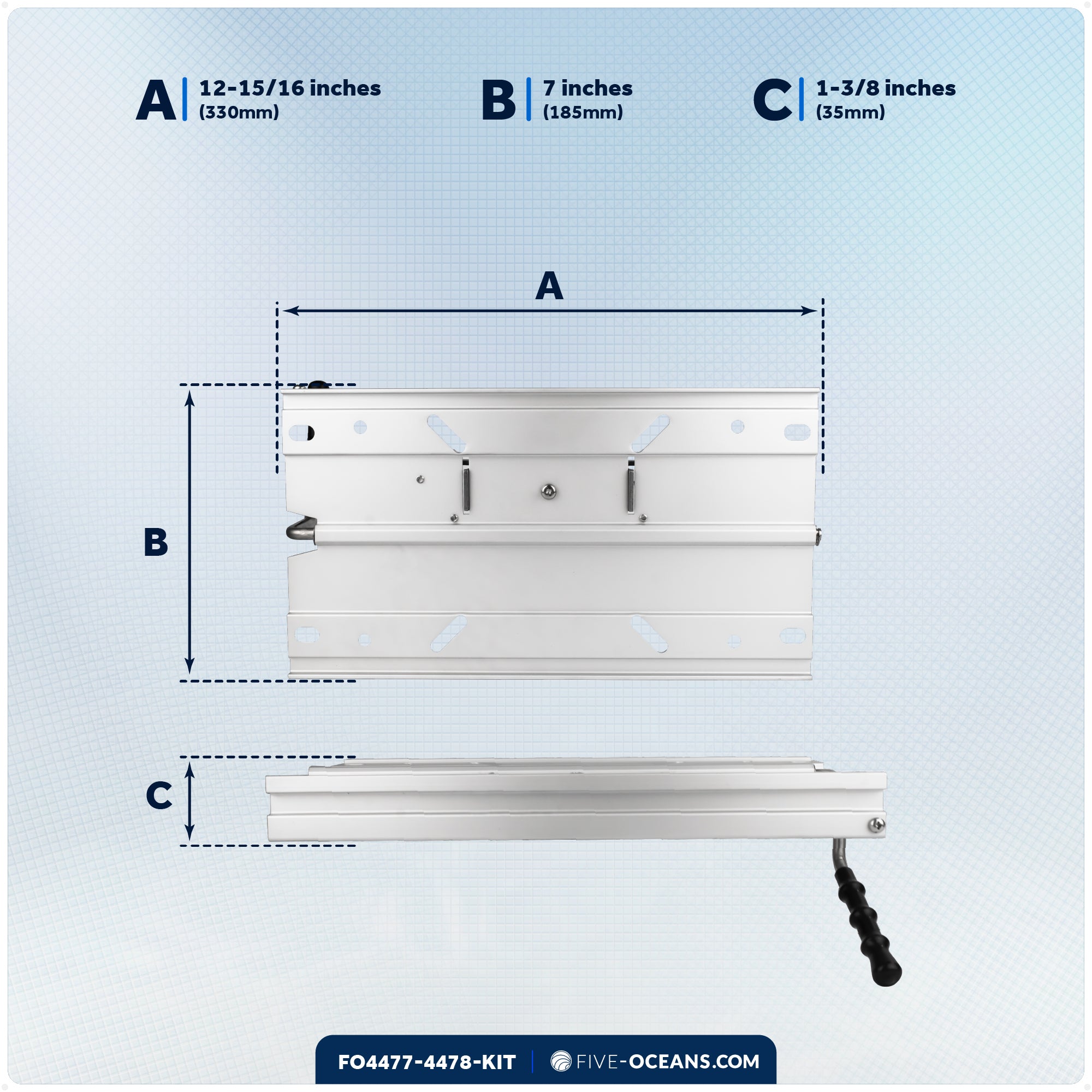 Boat Seat Pedestal and Slide Set, 12" Fixed Height & Locking Slide Mechanism - FO4477-4478-KIT - Five Oceans