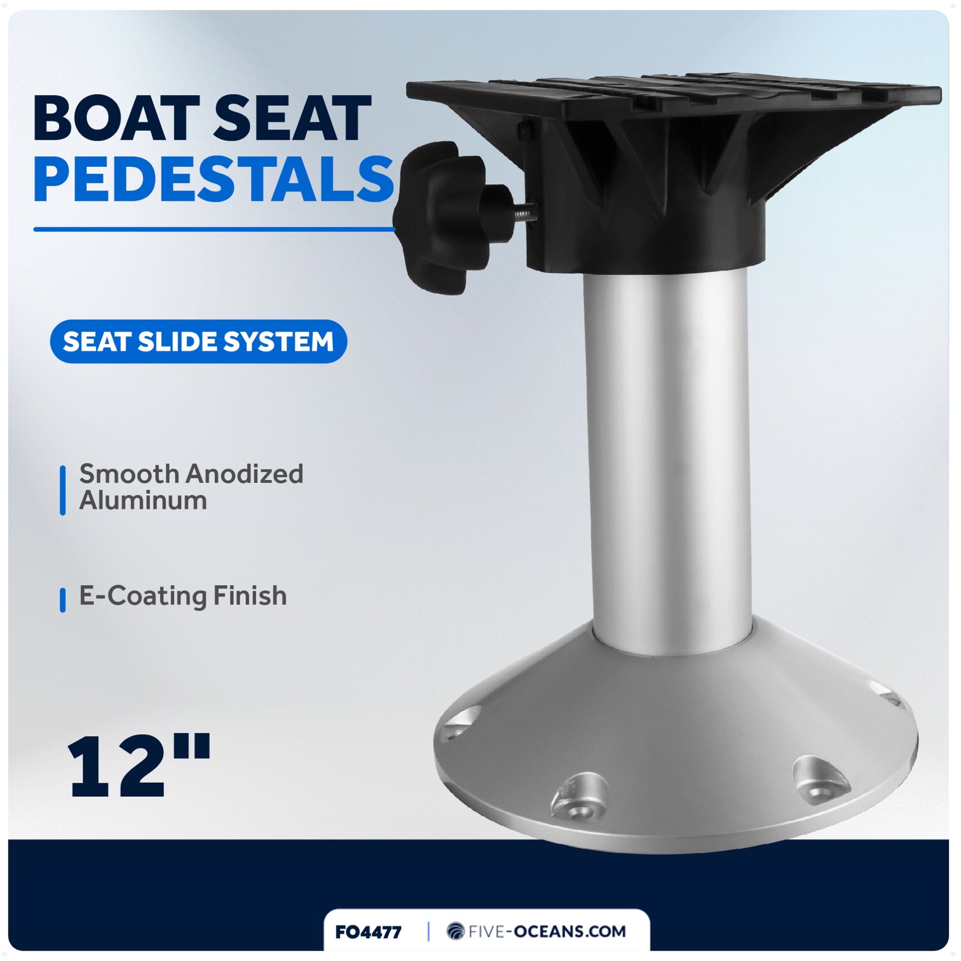 Boat Seat Pedestals, Fixed 12" - FO4477 - Five Oceans