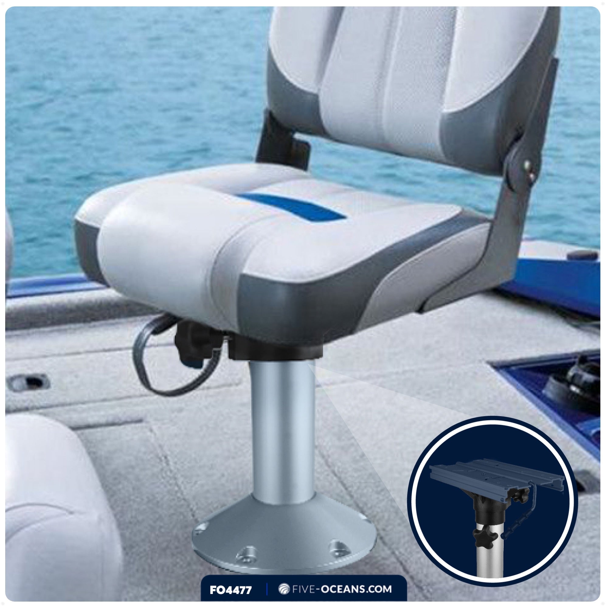 Boat Seat Pedestals, Fixed 12" - FO4477 - Five Oceans