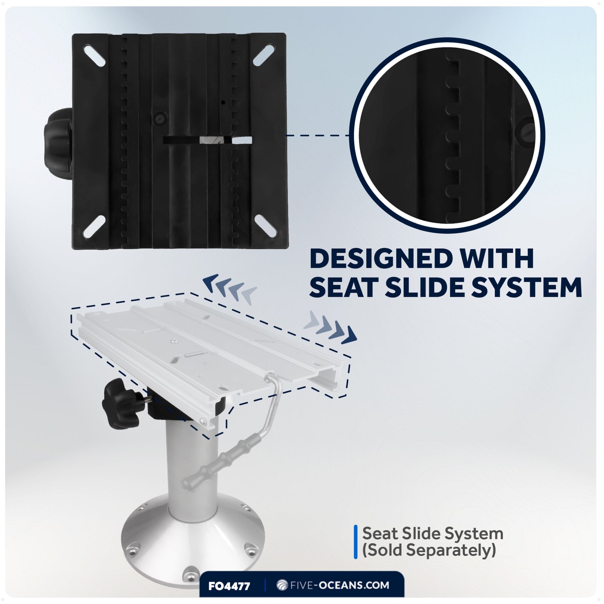 Boat Seat Pedestals, Fixed 12" - FO4477 - Five Oceans
