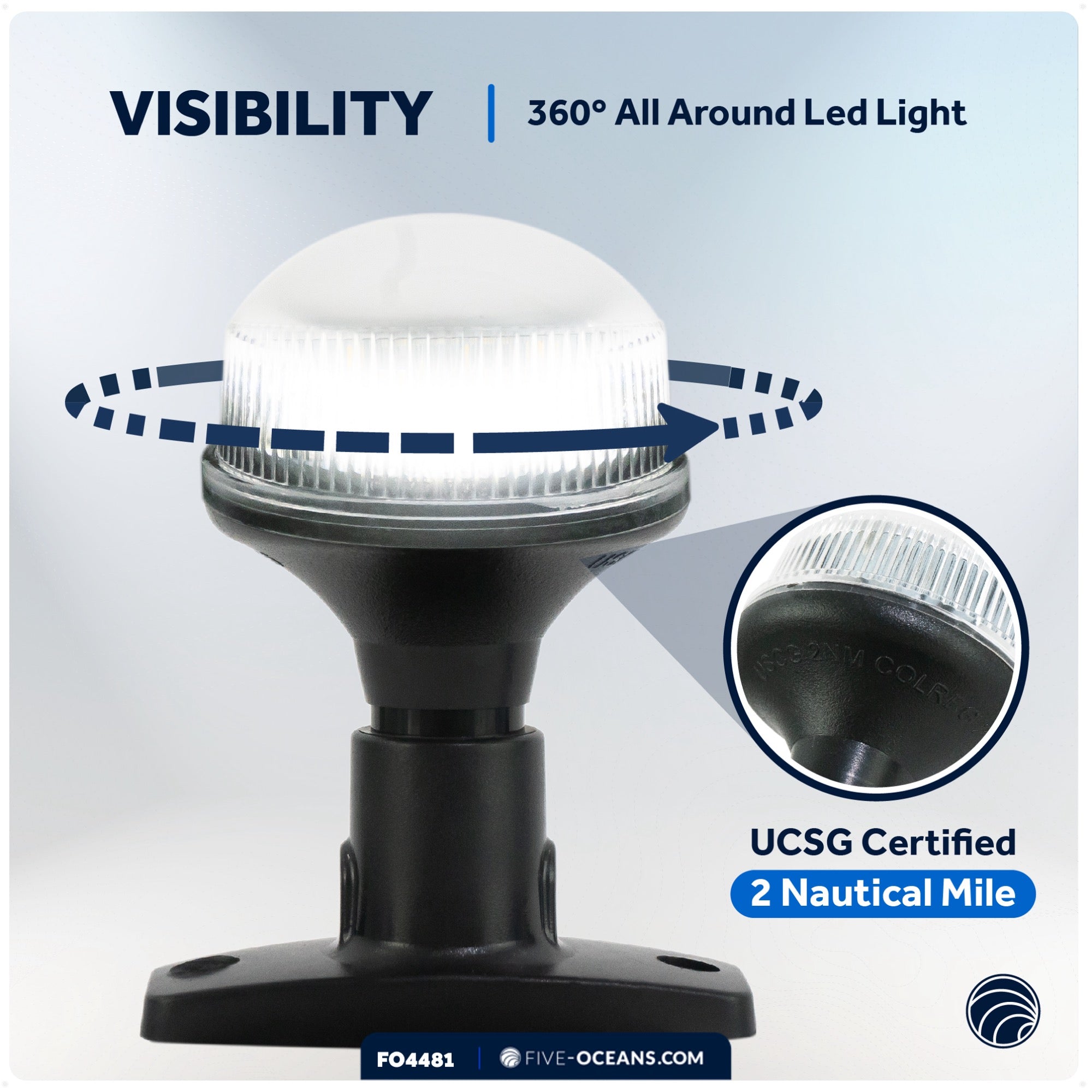 LED Anchor Navigation Light, 4" 2NM - FO4481 - Five Oceans