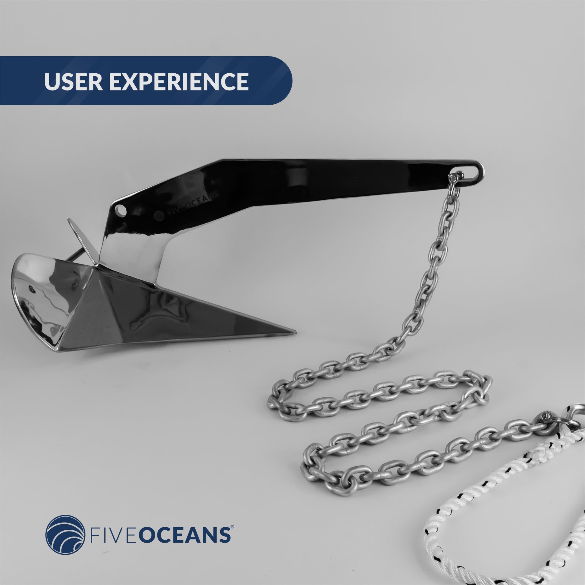 5/16" x 10' Boat Anchor Chain with 2 Stainless Steel Shackles, G4 High Test Galvanized Steel Chain - FO4490-G10 - Five Oceans