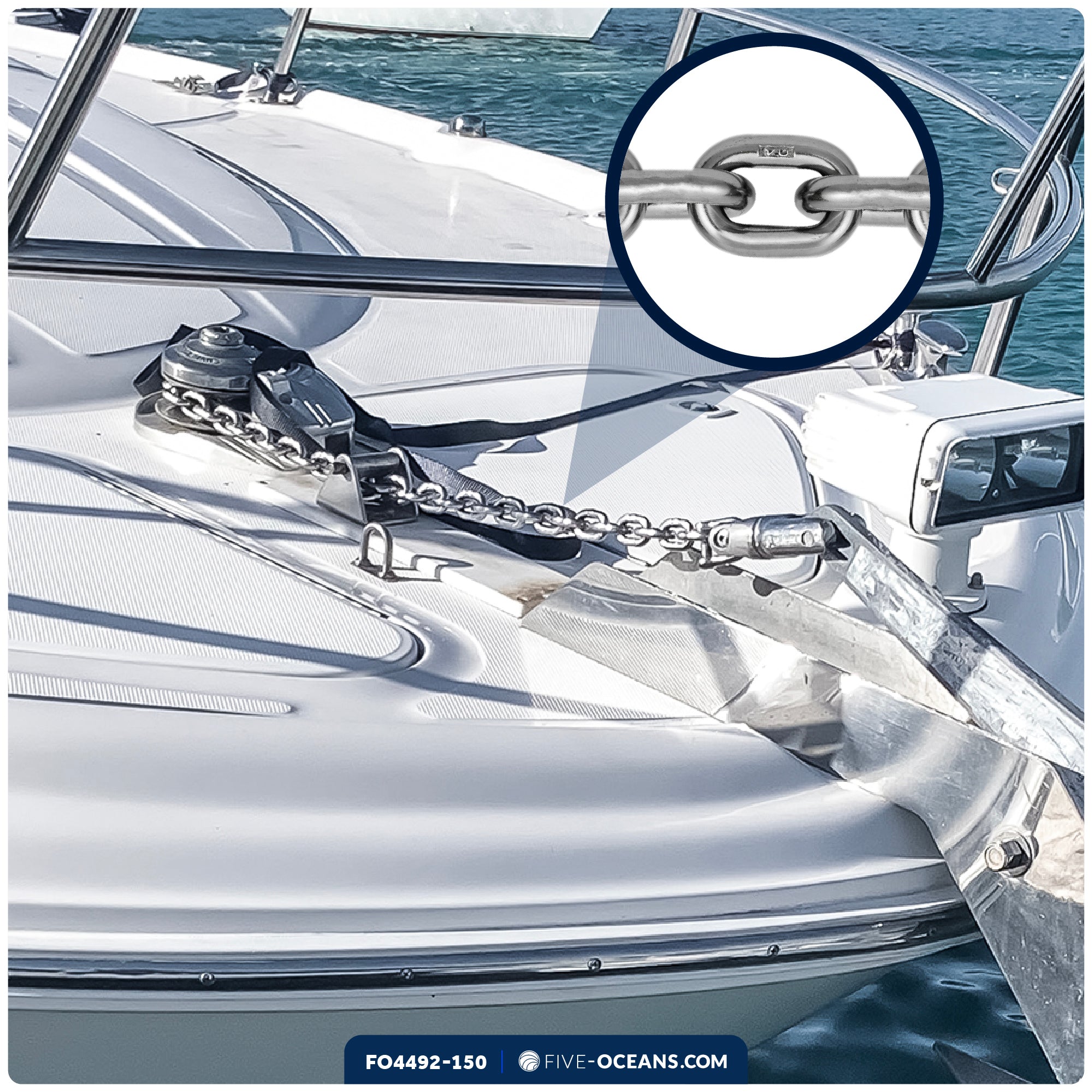 1/4" x 150' Windlass Boat Anchor Chain HT G4 Stainless Steel - FO4492-M150 - Five Oceans
