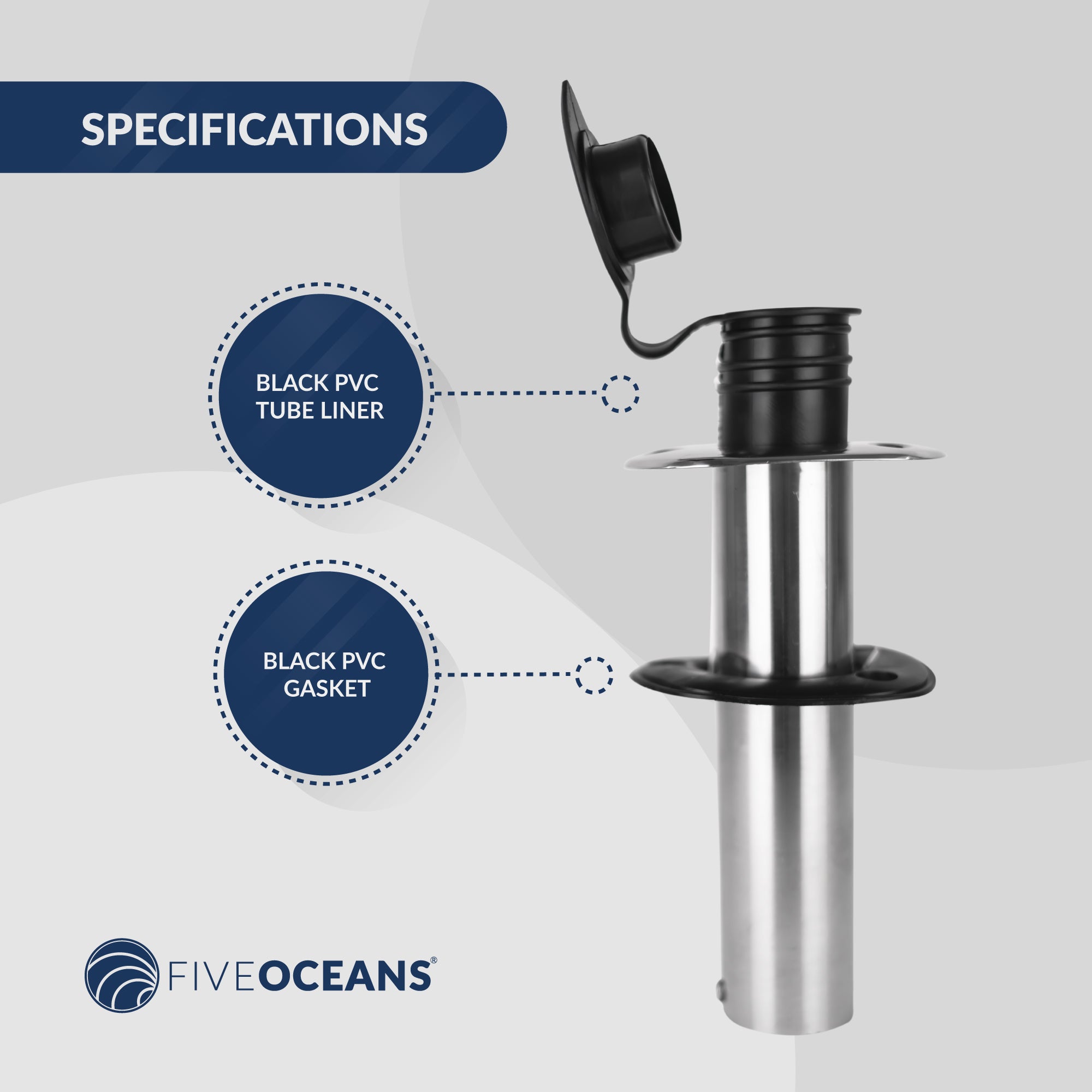 Fishing Rod Holder, 90-Degree Top Flange, Stainless Steel 2-Pack - FO4498-M2 - Five Oceans