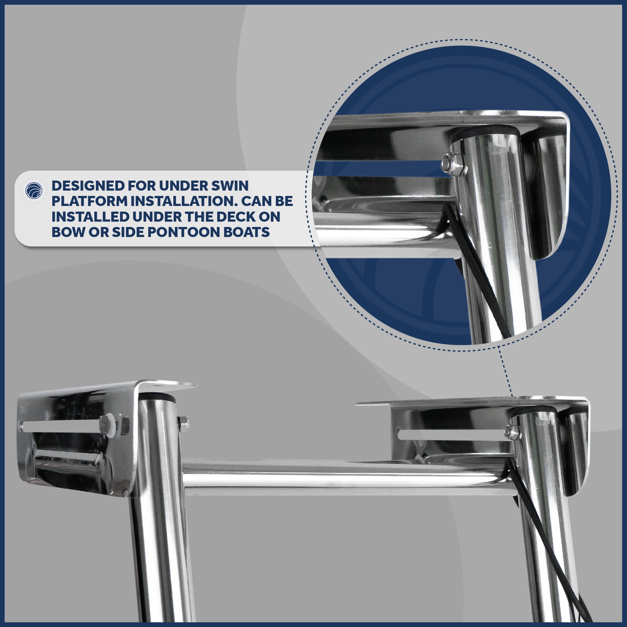 3 Step Boat Under Platform Telescoping Ladder, Stainless Steel - FO4504 - Five Oceans
