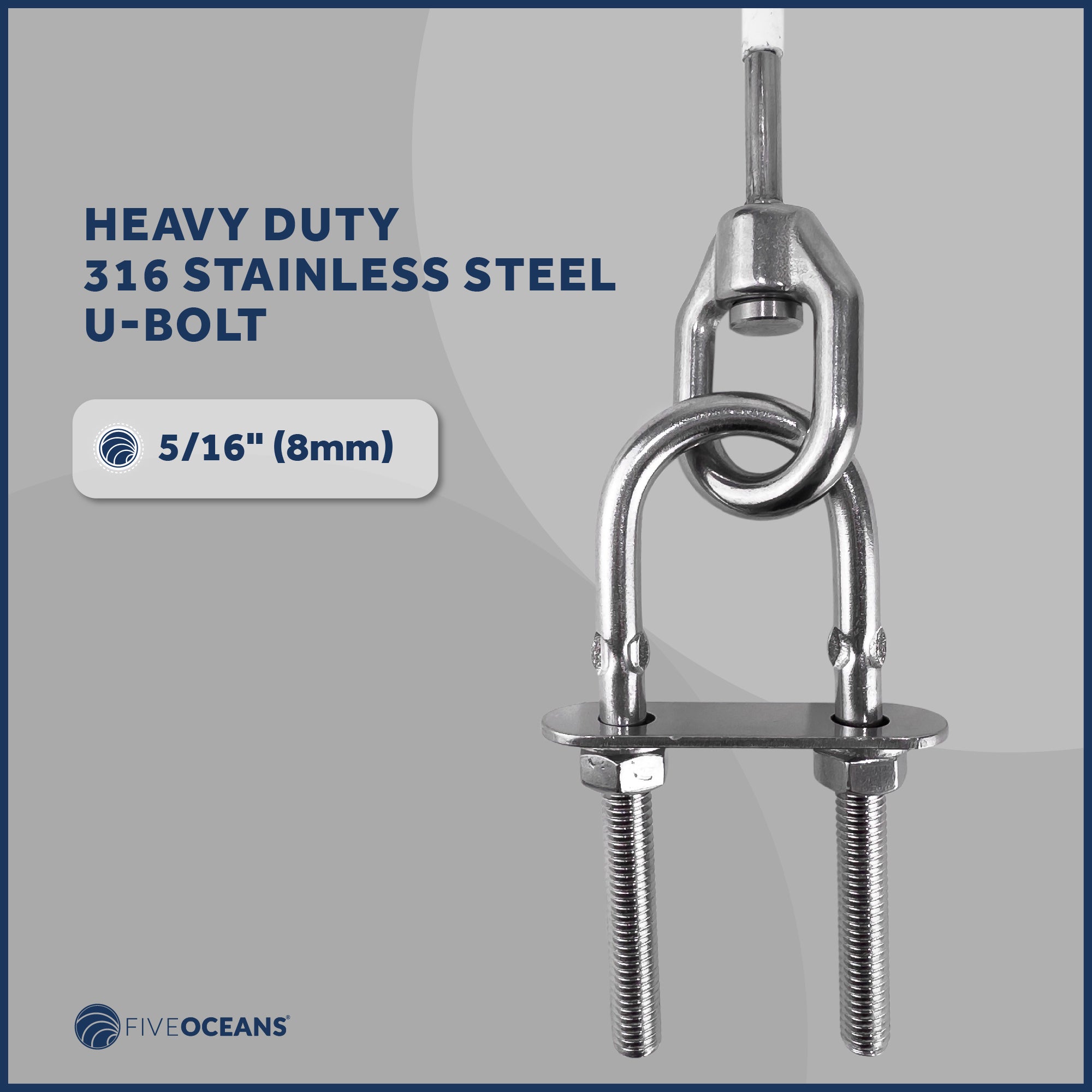 Anchor Safety Strap, Snap Hook Carabiner and 5/16" U-Bolt - FO4560 - Five Oceans