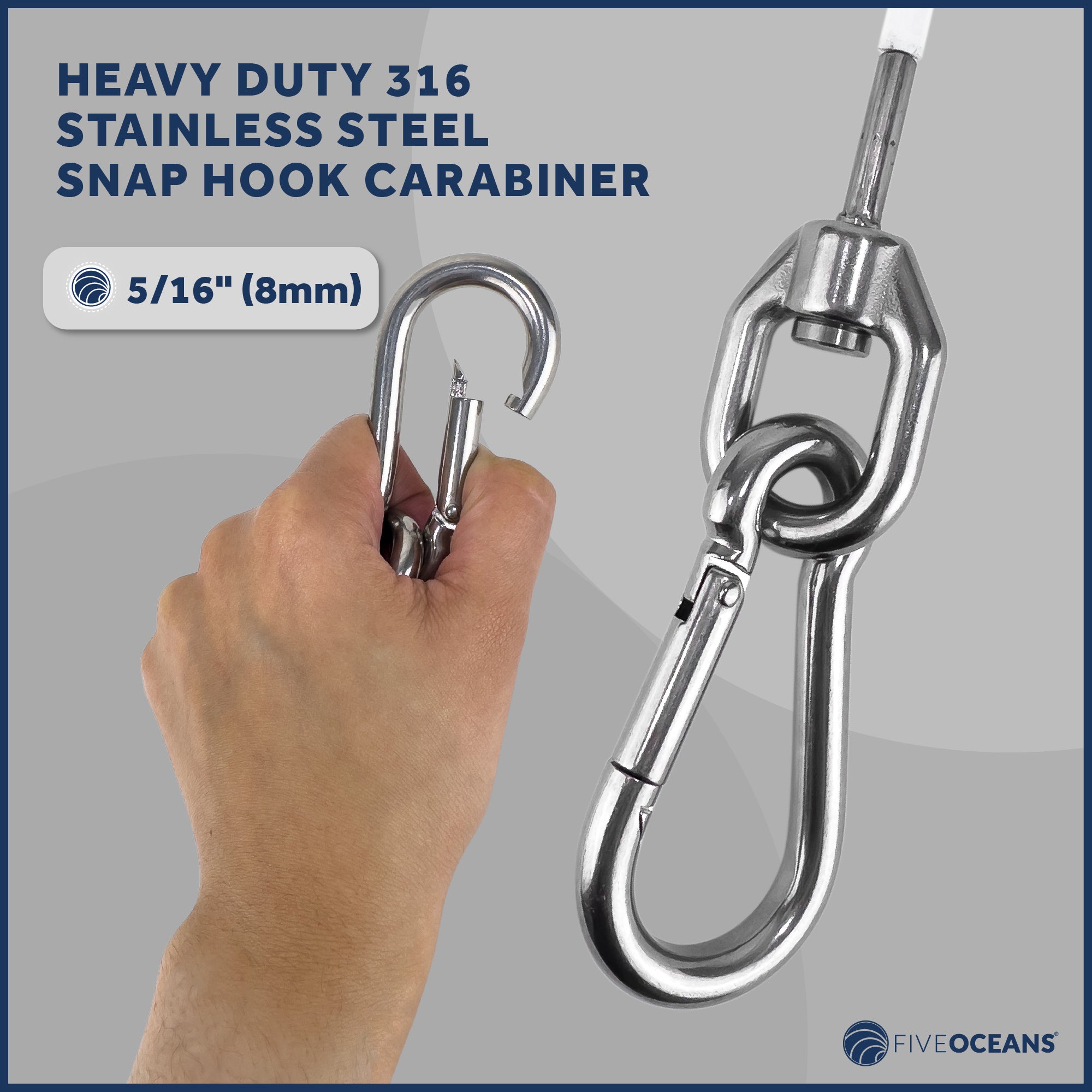 Anchor Safety Strap, Snap Hook Carabiner and 5/16" U-Bolt - FO4560 - Five Oceans