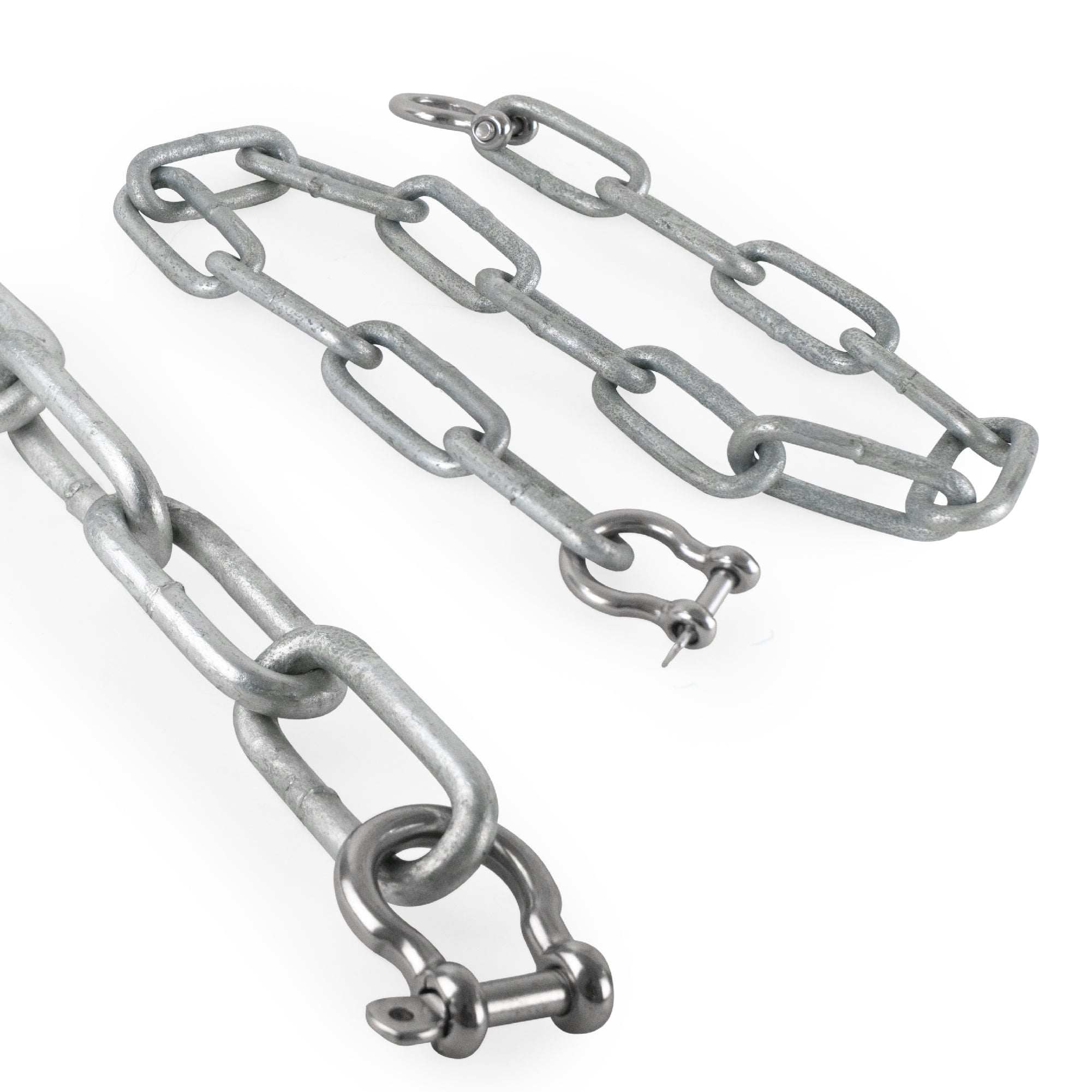 Boat Anchor Led Chain with Shackles, 1/4 inches x 5 Feet Hot-Dipped Galvanized Steel with 2 AISI316 Stainless Steel 1/4 inches Bow Shackles FO4568-GN5 - Five Oceans