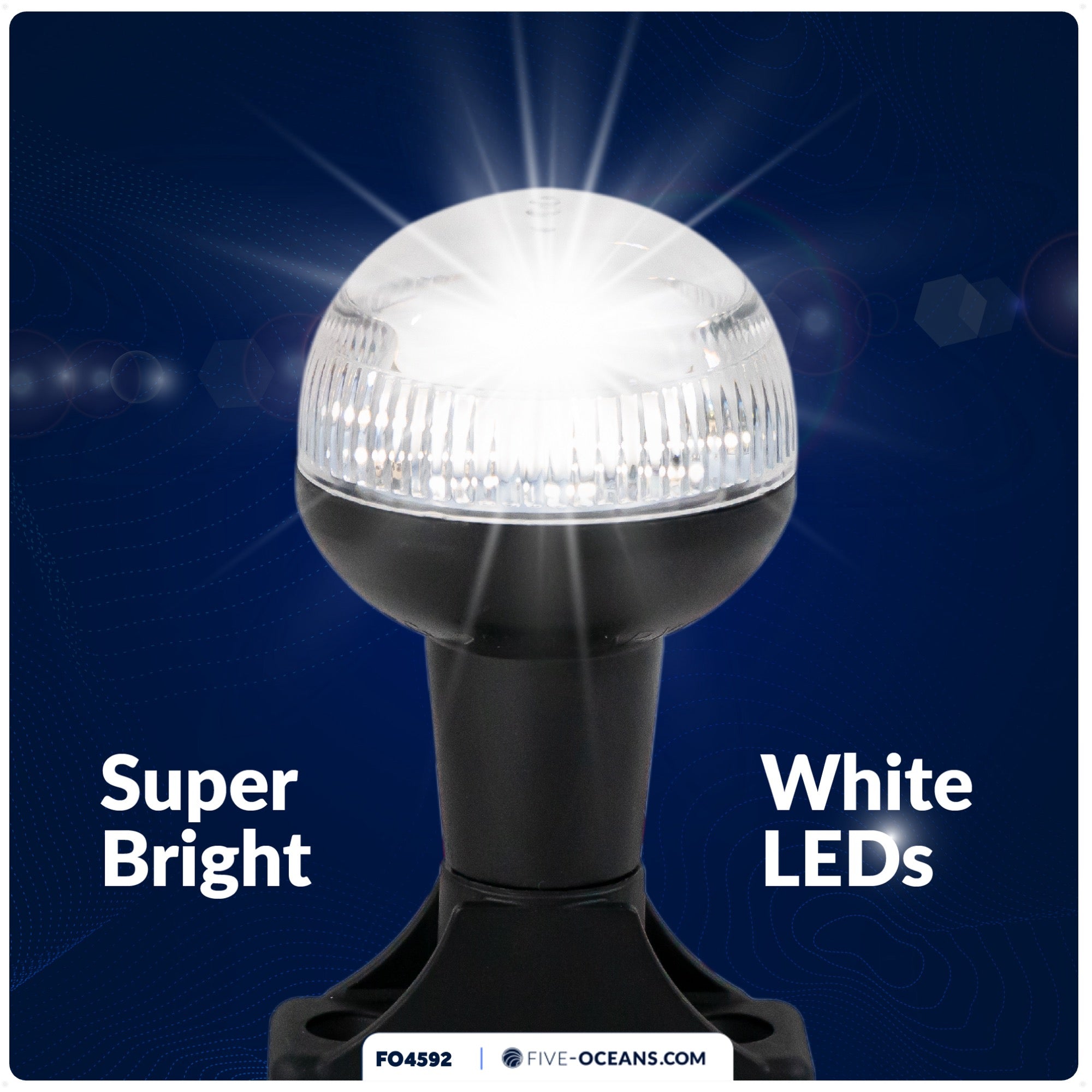 LED Anchor Navigation Light, 4" Fixed Mount, 2NM - FO4592 - Five Oceans