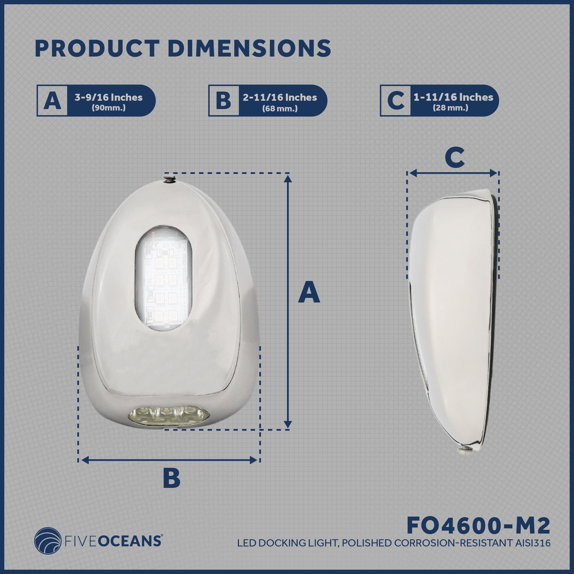 LED Front and Side Light for Docking, 2-Pack - FO4600-M2 - Five Oceans