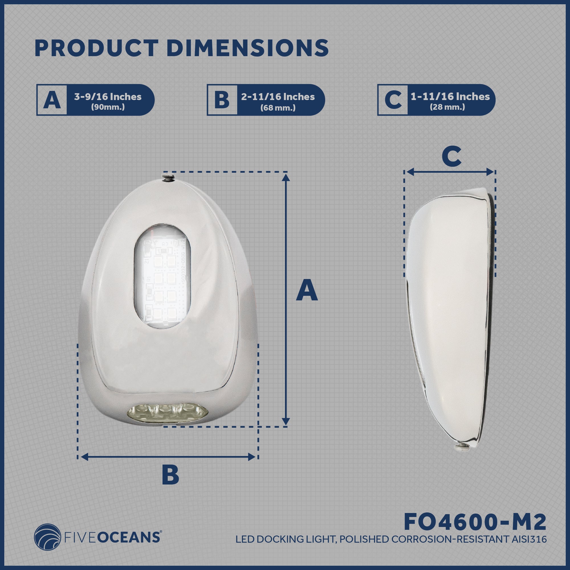 LED Front and Side Light for Docking, 2-Pack - FO4600-M2 - Five Oceans
