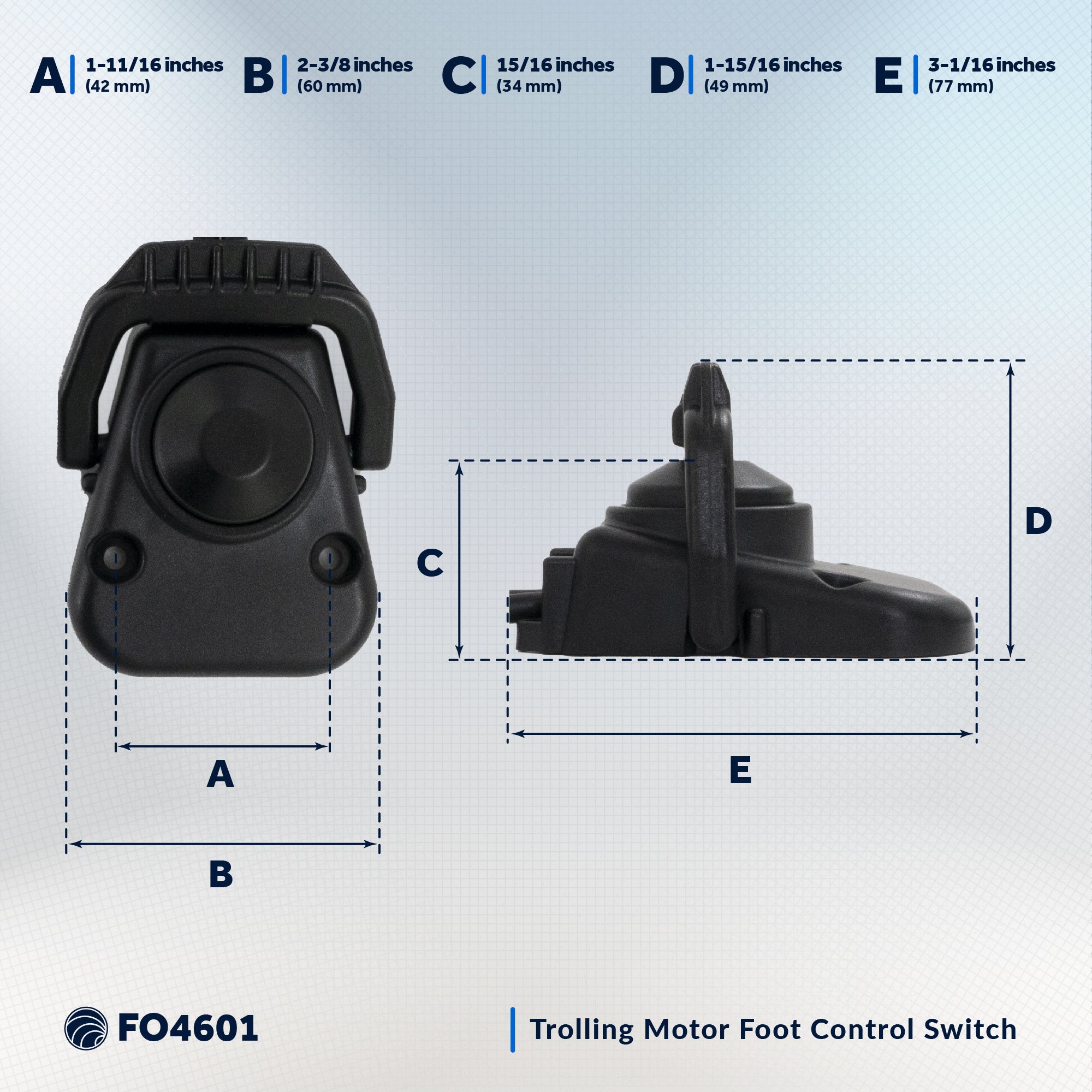 Trolling Motor Foot Switch with  On Lever Continuous Control, 12-24V - FO4601